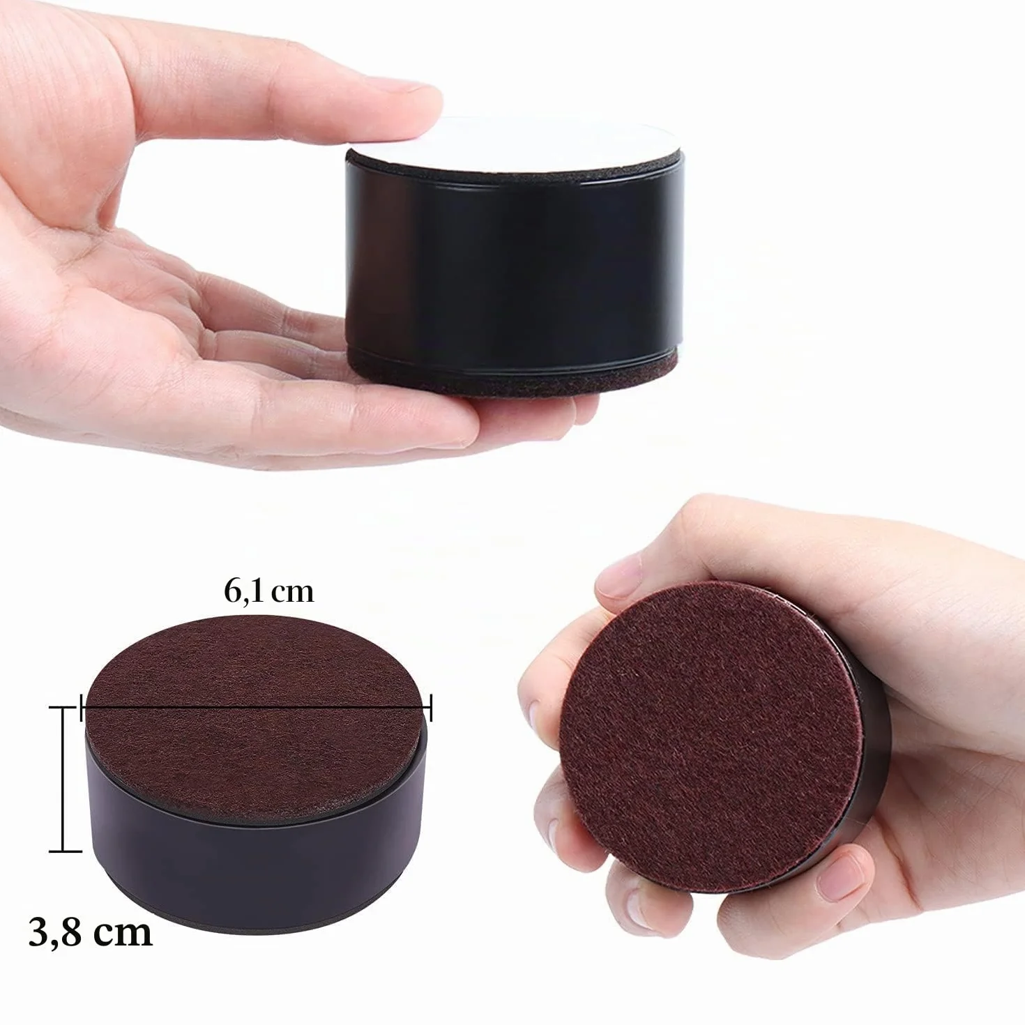 Rialzi per Mobili da 38 mm Autoadesivi, Alzata Riser per Letto 1,5" Piedini in Acciaio 2,4" 4 PZ