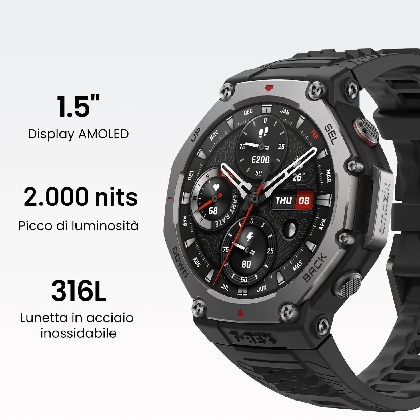 Amazfit T-Rex 3 Outdoor Smartwatch 48mm Display AMOLED, Mappe & Navigazione Offline,6 Sistemi Satellitari Dual Band GPS, 27 Giorni di Durata Batteria,Pagamento NFC, 170+ Modalità Sport per Avventura