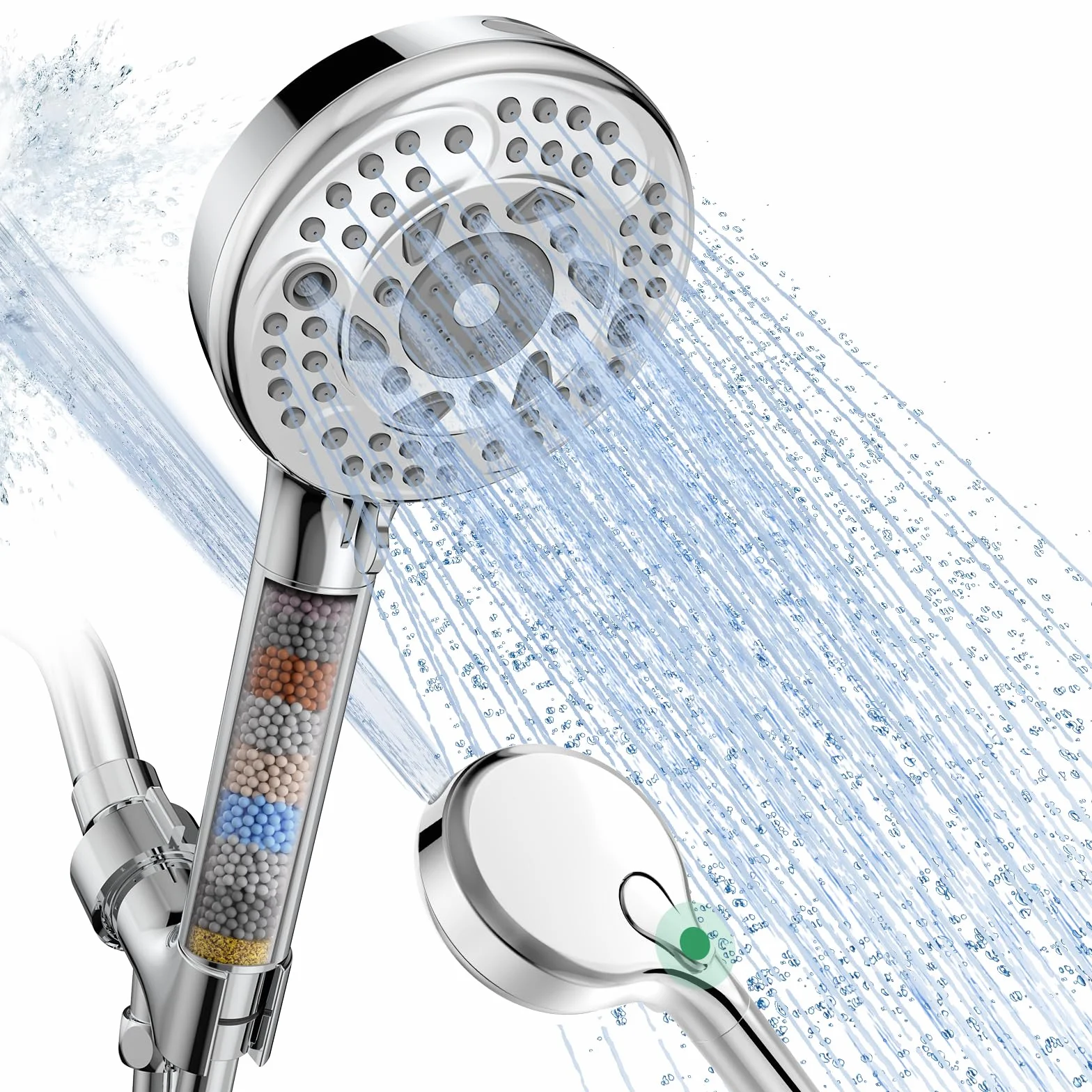 SunCleanse Filtered Shower Head with Handheld, 9-Spray Setting Detachable Showerhead with Filters, Shower Head for Hard Water - Filtered Chlorine, Improve Skin and Hair Texture, Chrome