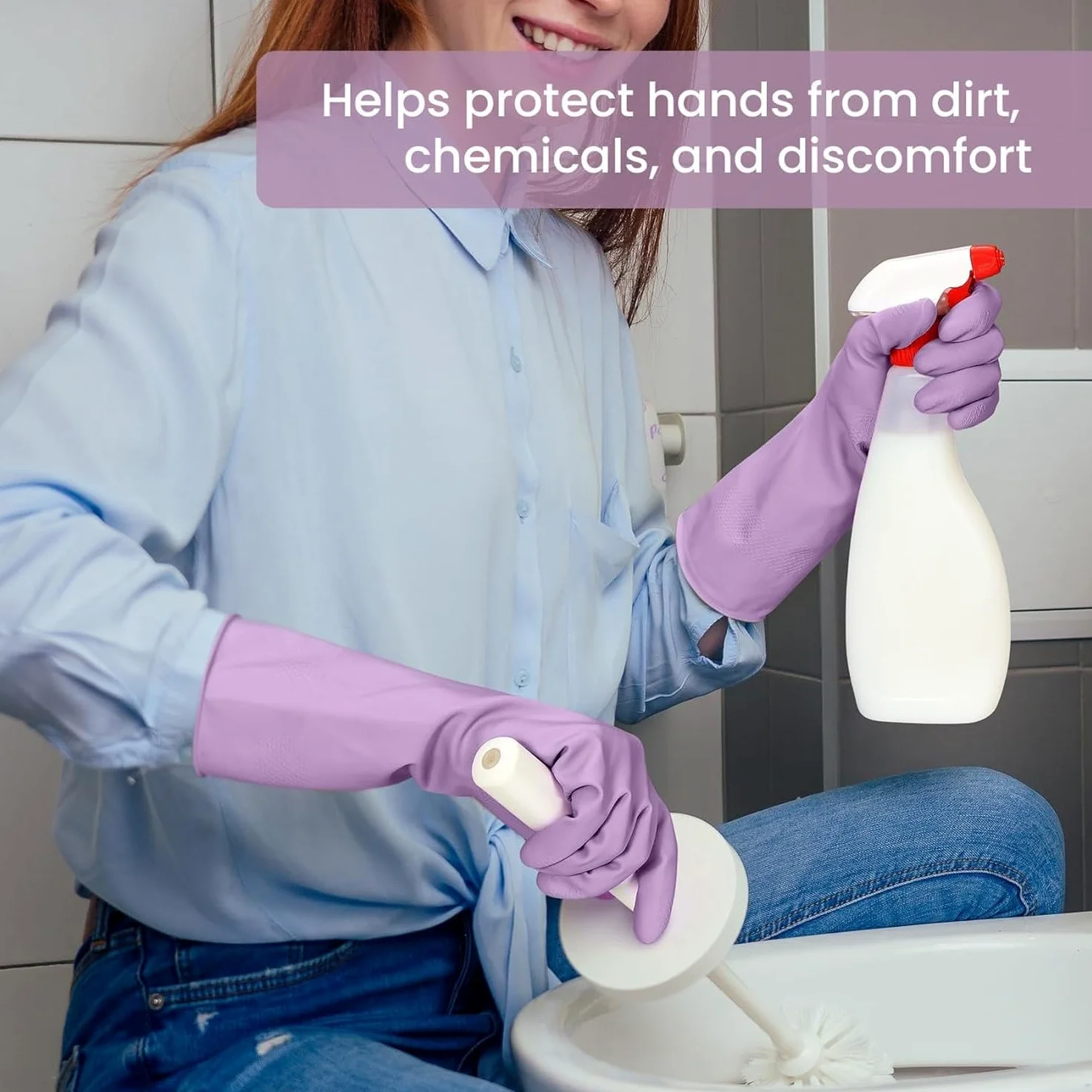 Guanti in Gomma per Lavare Piatti, 4 Paia di Guanti riutilizzabili per Pulizie domestiche, Guanti Colorati con Rivestimento spalmato e Presa Antiscivolo, 3-Purple, G