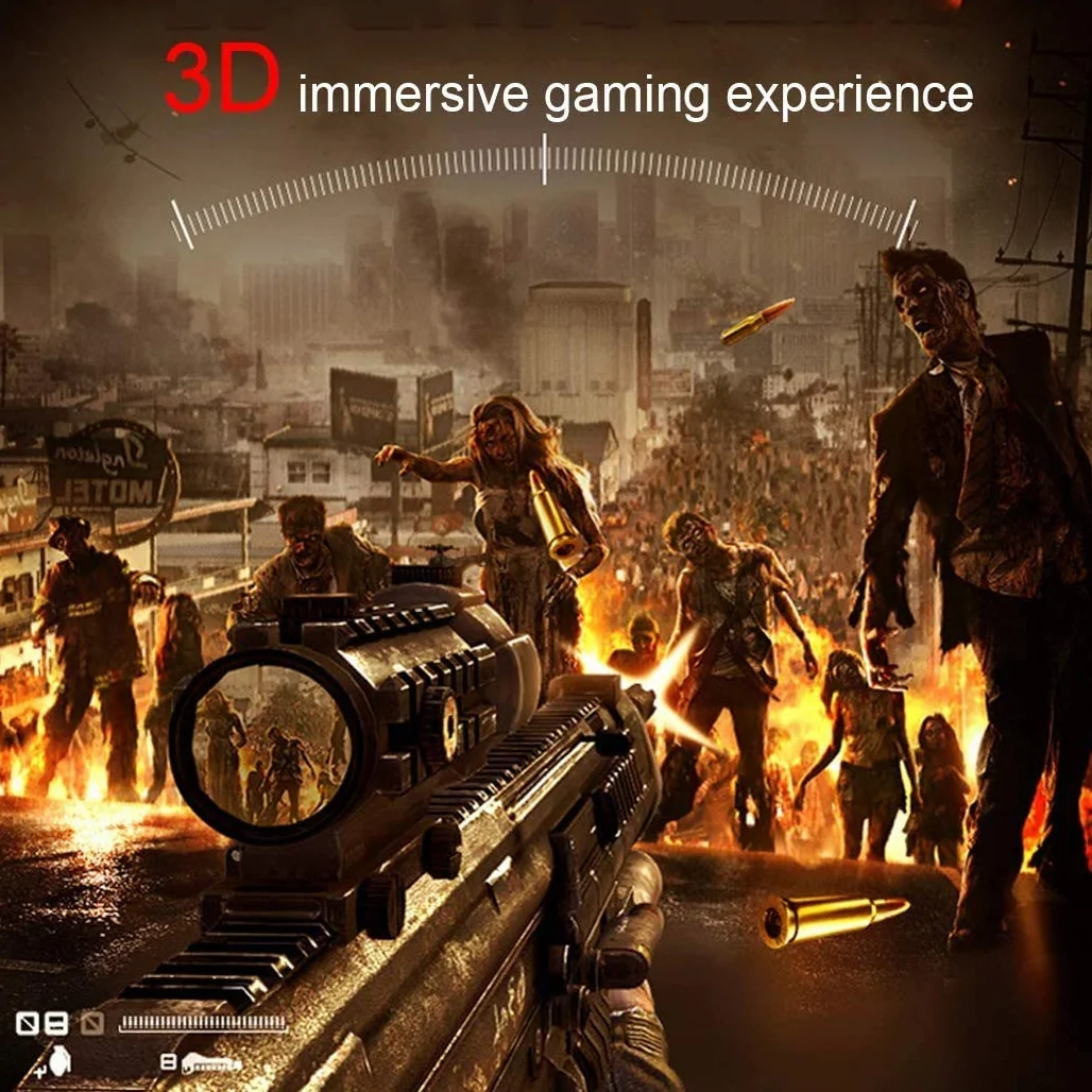 Occhiali VR 3D, Realtà Virtuale Visore con Sportello Auricolare e Lenti Regolabili, Realtà Virtuale VR Occhiali Compatibile con per Film e Giochi 3D