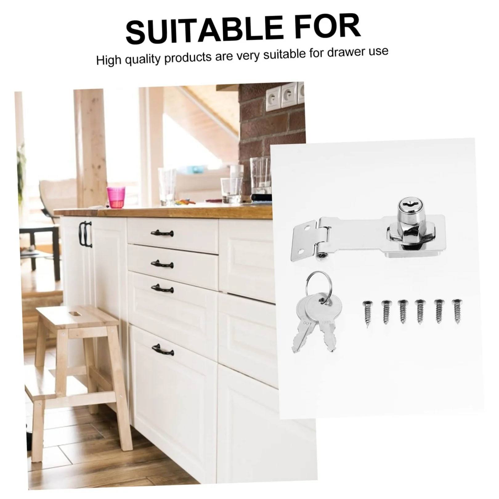Uonlytech 3sets Serratura Scorrimento Di Chiusura Sicura Per Porte e Armadietti Design Leggero e Facile Installazione Con Due Chiavi Resistente Alla Corrosione