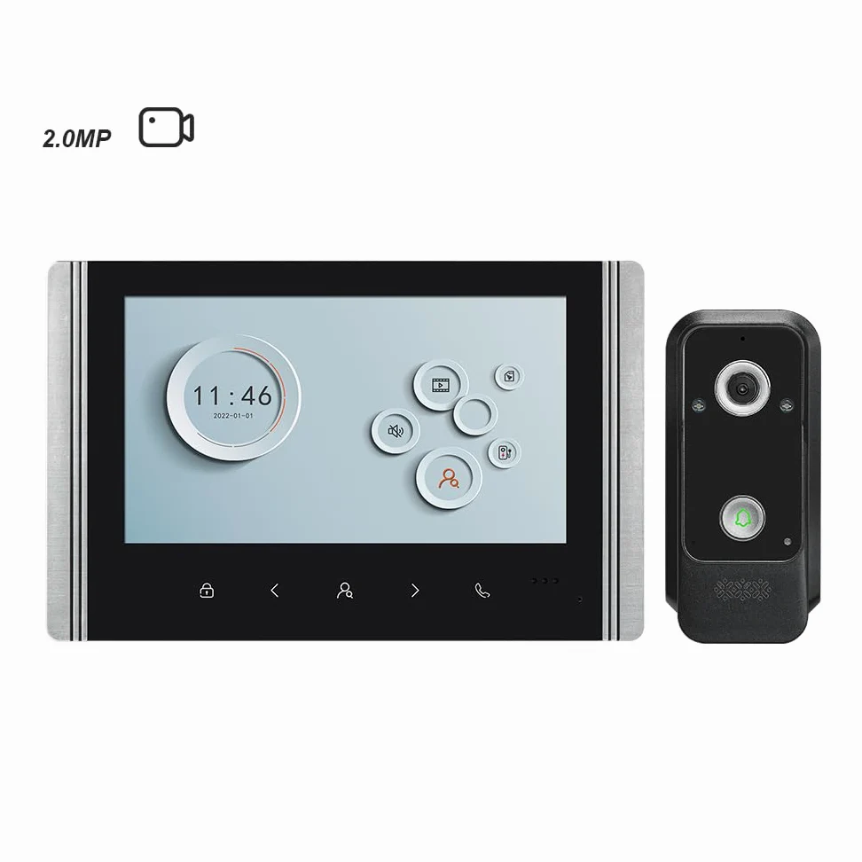 Sistema di videocitofono cablato con schermo a colori IPS da 7 pollici, videocitofono HD 1080P e telecamera da 2 megapixel con supporto per sblocco, citofono bidirezionale