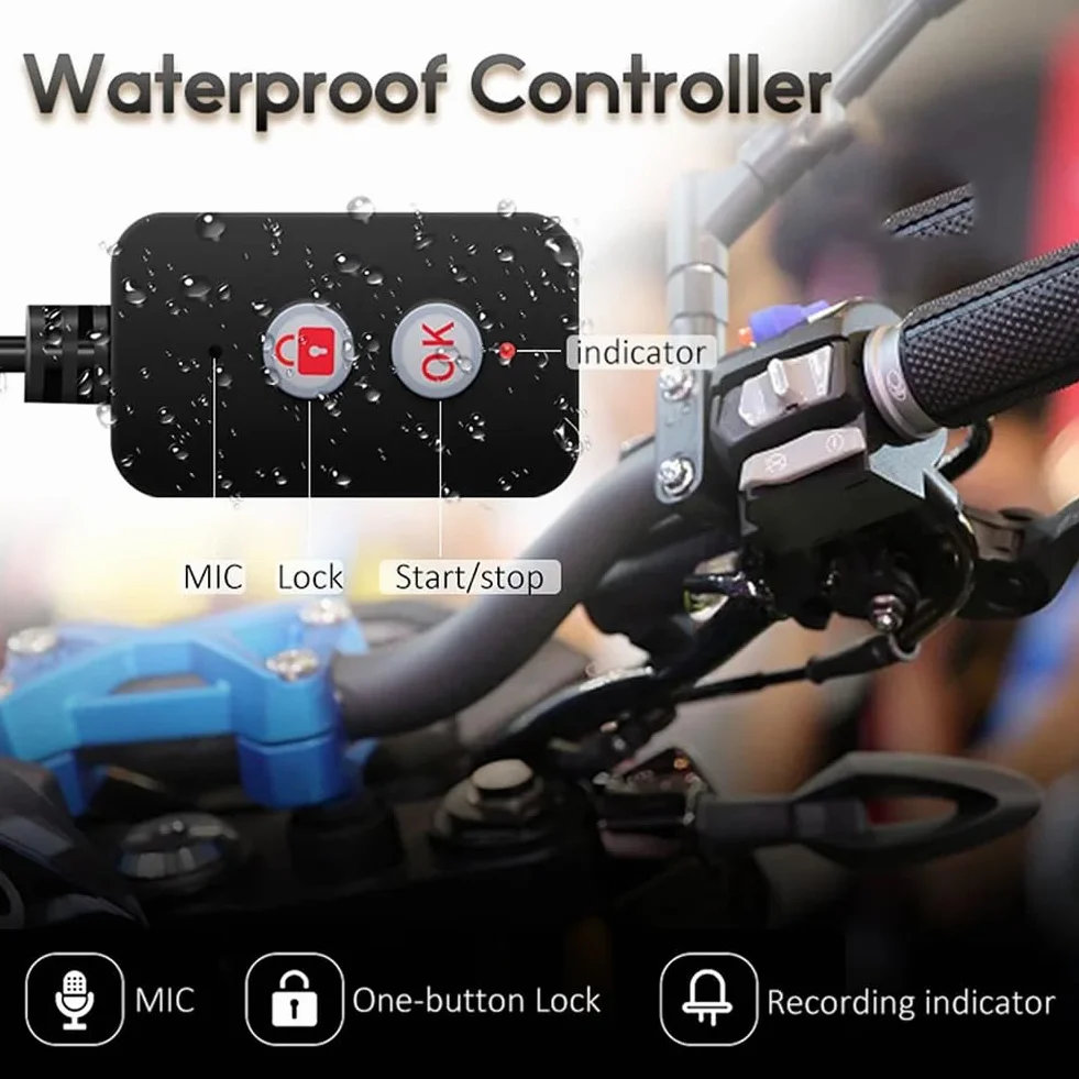 WiFi DVR per Moto Dash Cam 1080P+1080P Full HD Vista Anteriore Posteriore Telecamera per Moto Impermeabile GPS Logger Recorder Box Pezzi di Ricambio di Ricambio (B)