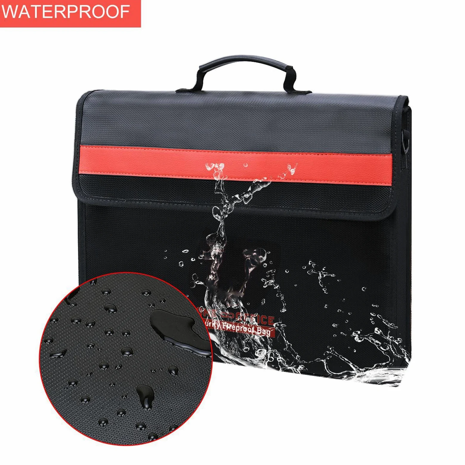 Borsa Sicurezza ignifuga SustVita con striscia riflettente per la sicurezza notturna, borsa portadocumenti ignifuga portatile per documenti e oggetti di valore, 15,3 x 11 x 3,7