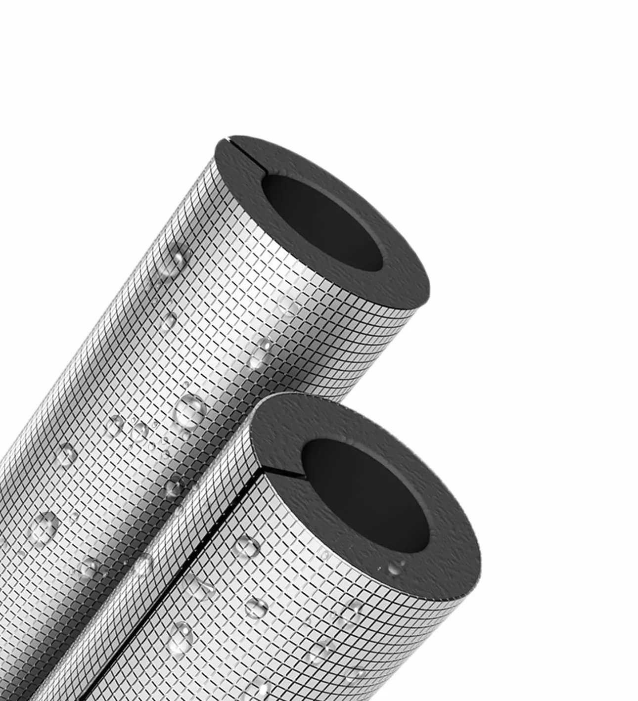 Confezione da 1 tubo isolante autoadesivo per tubi in schiuma, diametro interno da 3/4 a 4 pollici, tubo in gomma rivestito in foglio di alluminio (ID 2-1/2 "x T 1-1/5")
