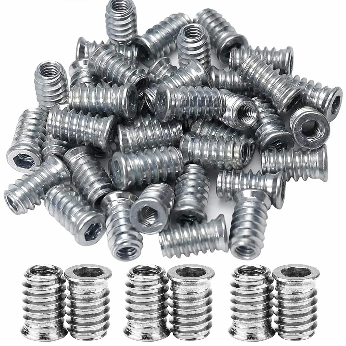 30 PCS M5 boccole filettate per Legno Viti de Acero al carbono Hexagonal de accionamiento de tuercas de inserción roscadas para bussole per Legno Inserto Filettato Esagonale