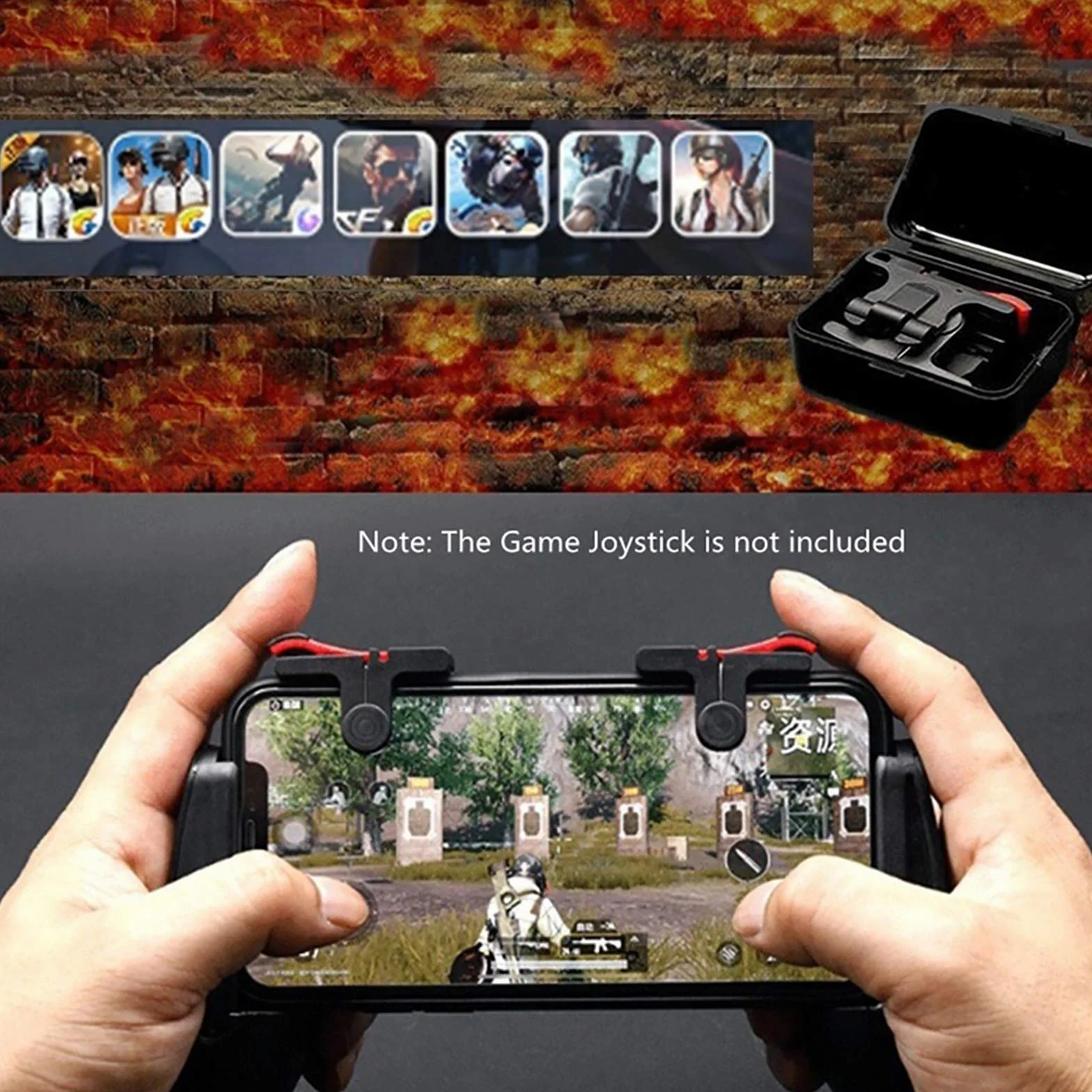 Gamepad per dispositivi mobili PUBG Mobile/Fortnitee Mobile/Call of Duty Mobile, gioco mobile Trigger Joystick Gamepad per iPhone/Android, scatto sensibile e mira L1R1 Trigger Nero