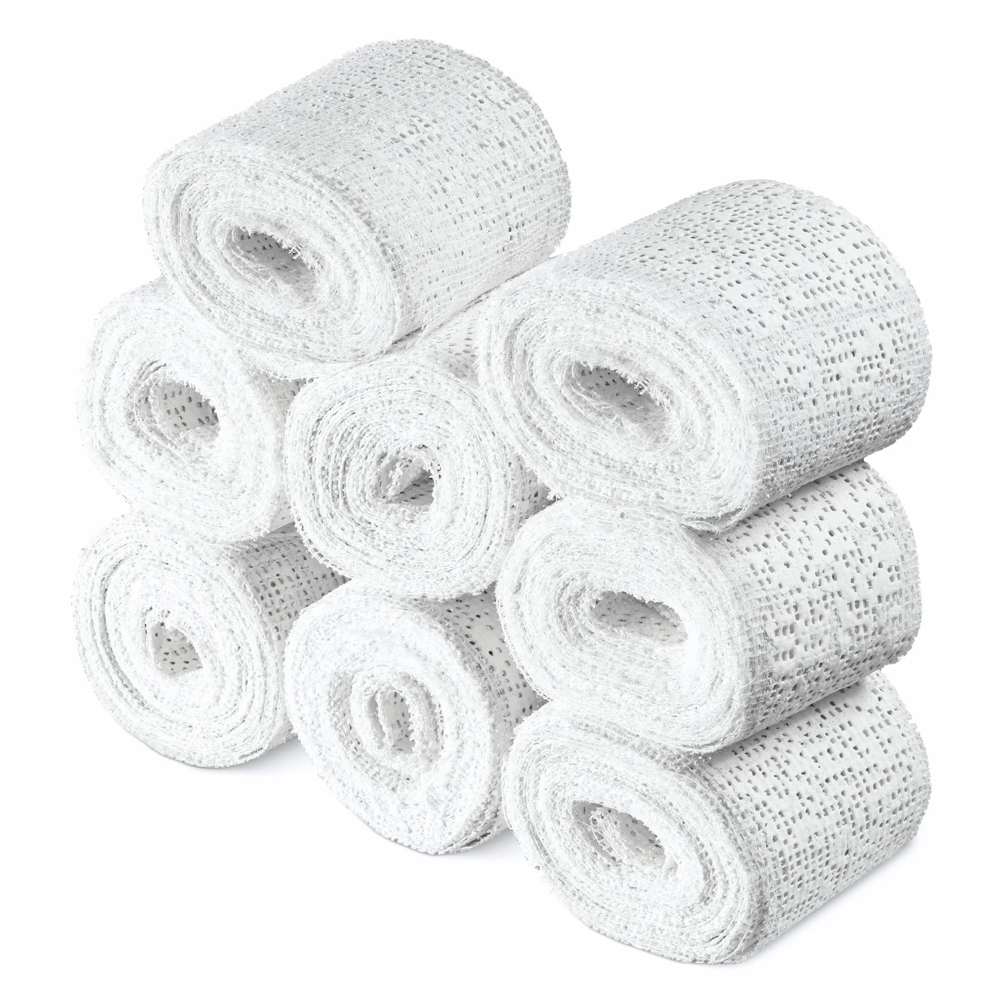 Navaris Rotoli bende gessate calco pancione - 8x rotolo garze gesso 5cmx300cm asciugatura rapida uso su pelle viso corpo modellismo modelli maschere