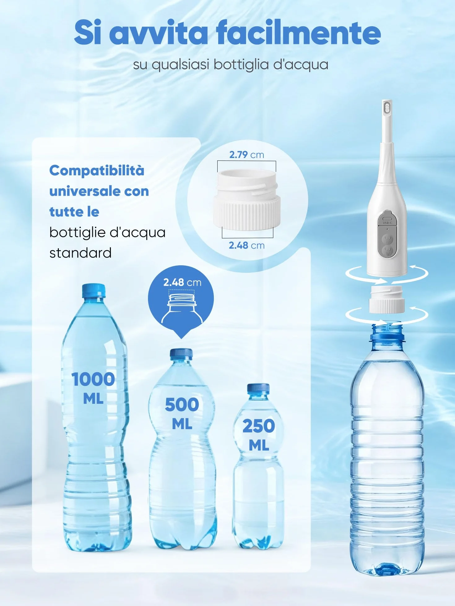 SANEWE Bidet Portatile Elettrico IPX7 2 Modalità di Spruzzo Regolazione Pressione