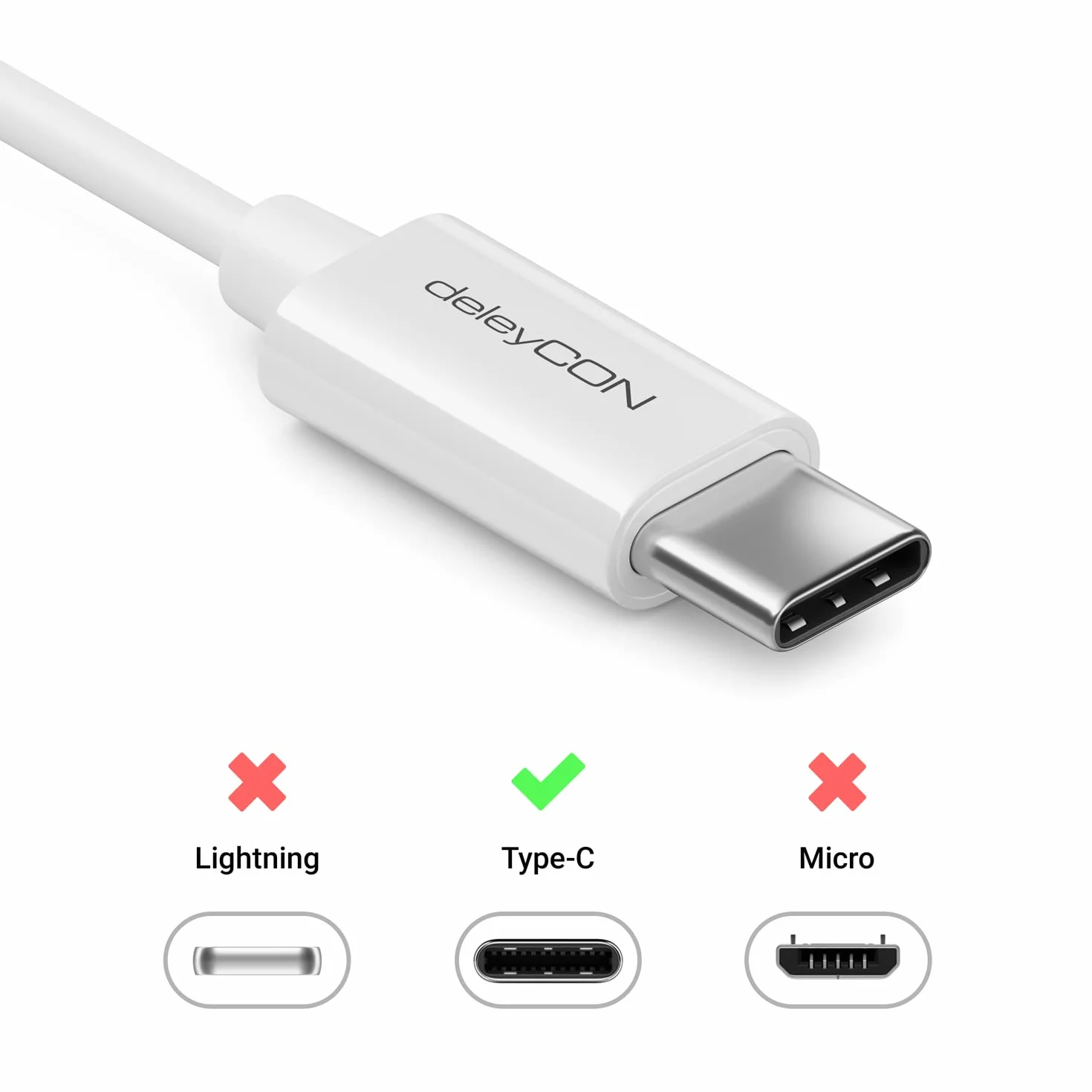 deleyCON 10cm Adattatore Cuffie USB‑C a Jack 3,5mm AUX - Compatibile con Apple, Samsung, Google, Huawei, Xiaomi, Smartphone, Tablet, Laptop, PC, Surface, Cuffie e Altoparlanti - Bianco