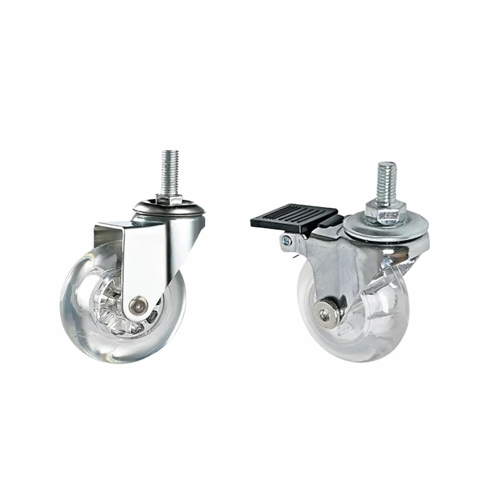 Ruote piroettanti in PU filettate M8 x 15 mm - Ruote industriali silenziose e Resistenti da 1,5/2 Pollici per carrelli, banchi da Lavoro e mobili - Rulli universali per Una Mobilità fluida