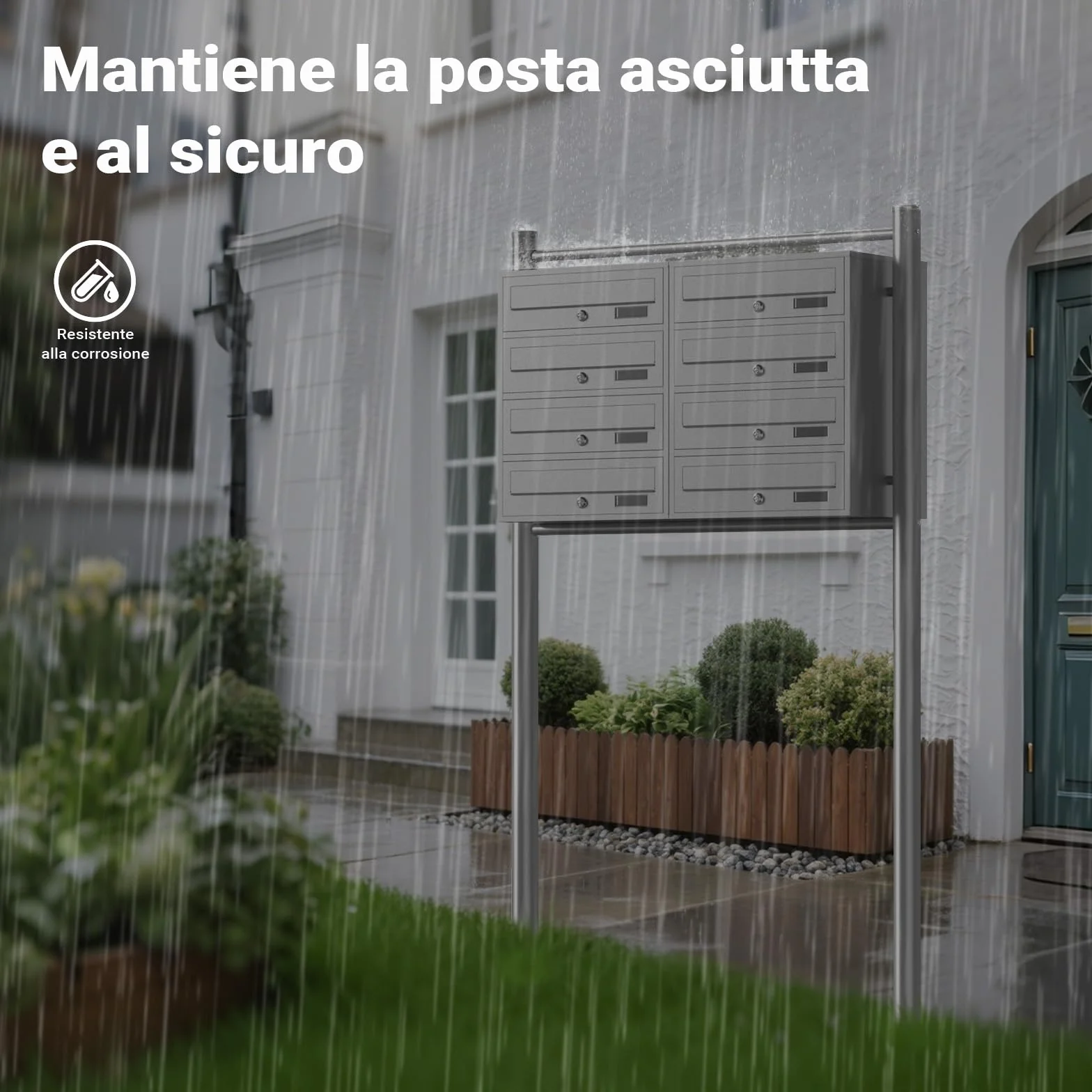 Wiltec Cassetta postale condominiale autoportante 8 posti acciaio inox 945x270x1500 mm 2 moduli