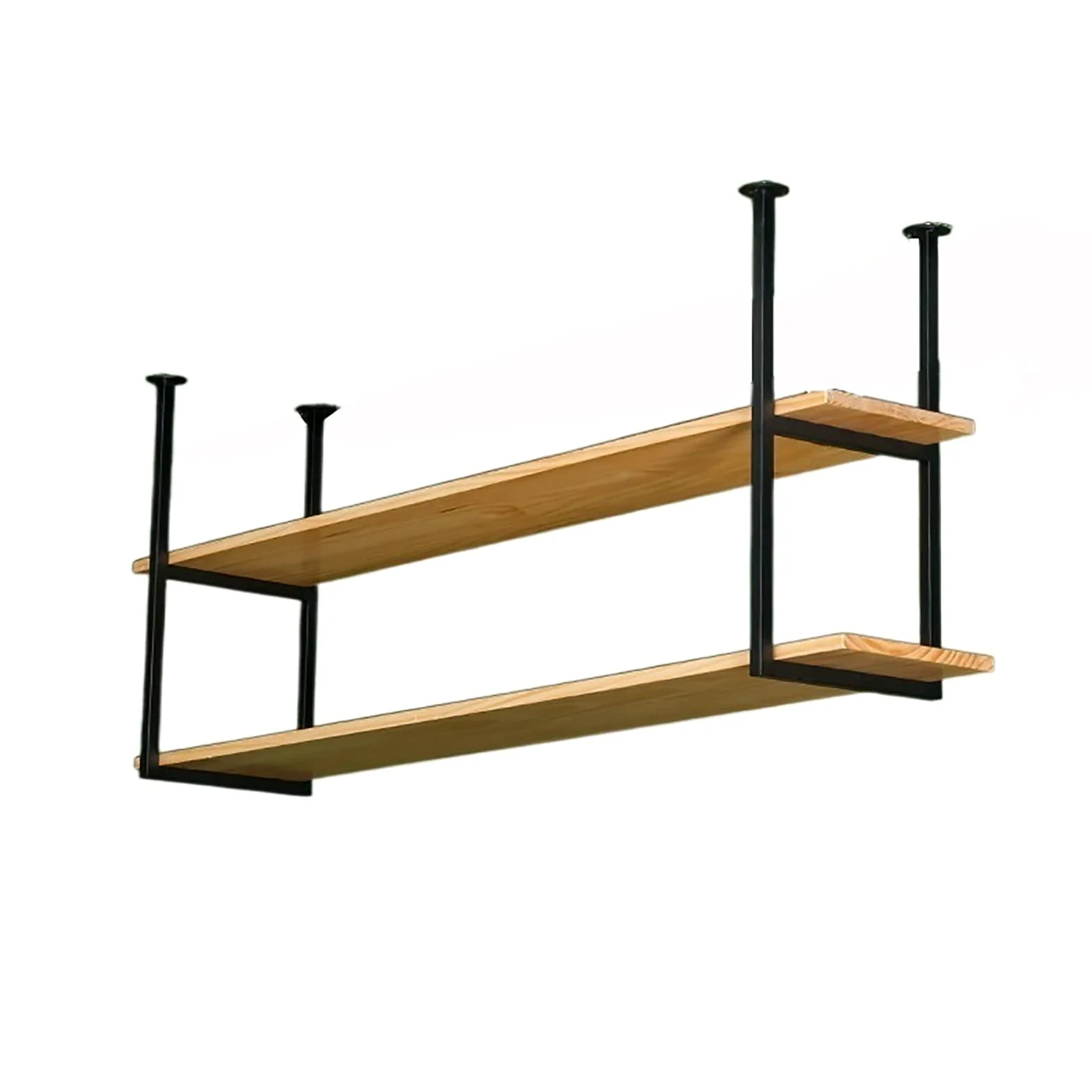 Mensole galleggianti da parete con staffe a soffitto a 2 strati, facili da installare, scaffale decorativo per bar e ristorante, nero (80 x 30 x 60 cm)