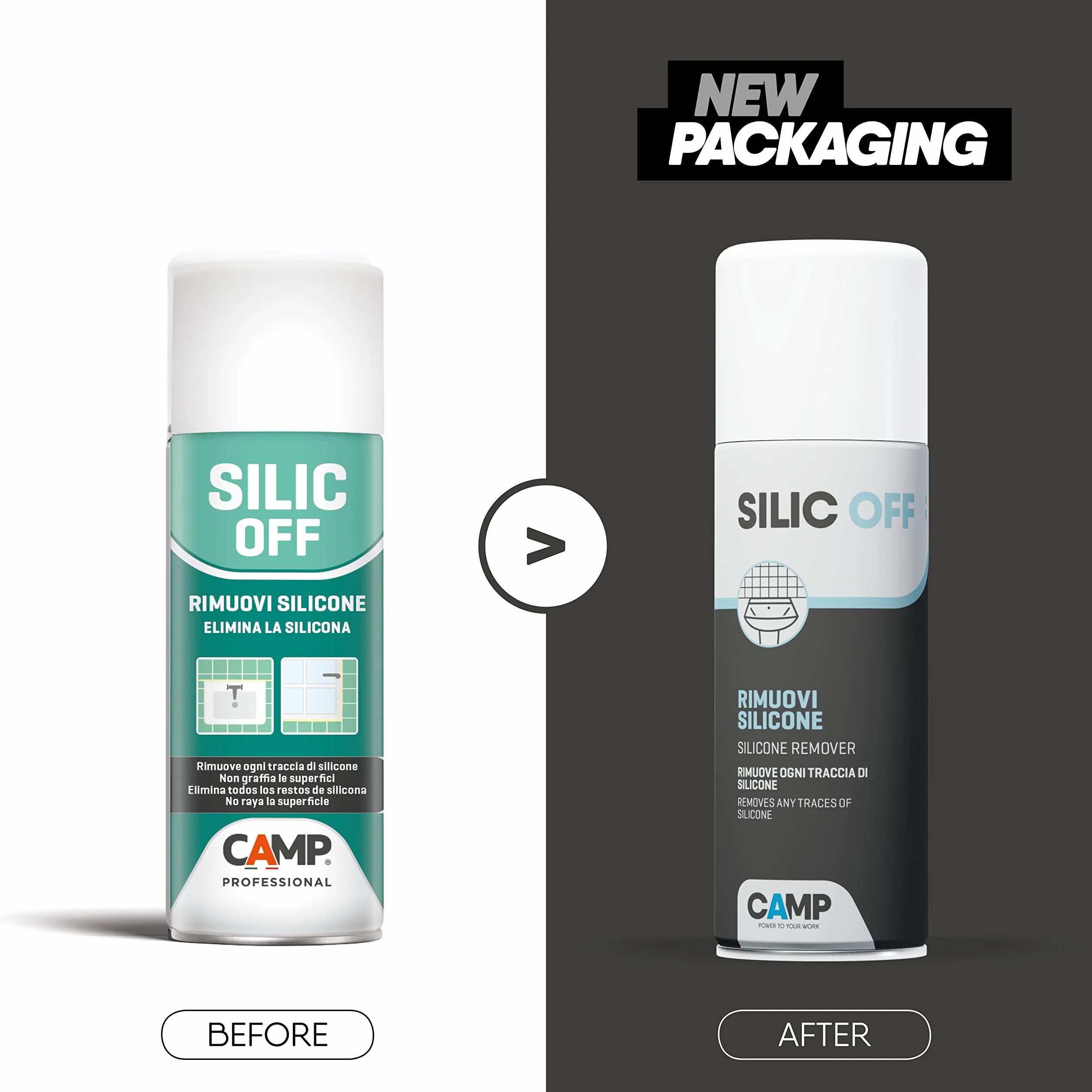 Camp Silic Off Rimuovi Silicone Spray per Rimozione Silicone Fresco e Indurito