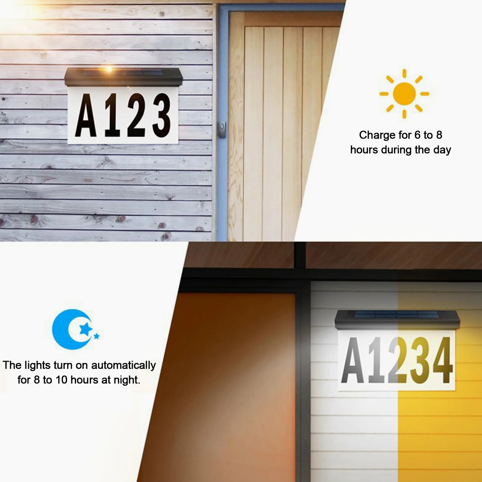 Numero Civico A Luce Solare 2 Modalità Impermeabile Con Illuminazione | Decorazione Per Con Numeri Per Giardino Strada Residenza Portico Cortile