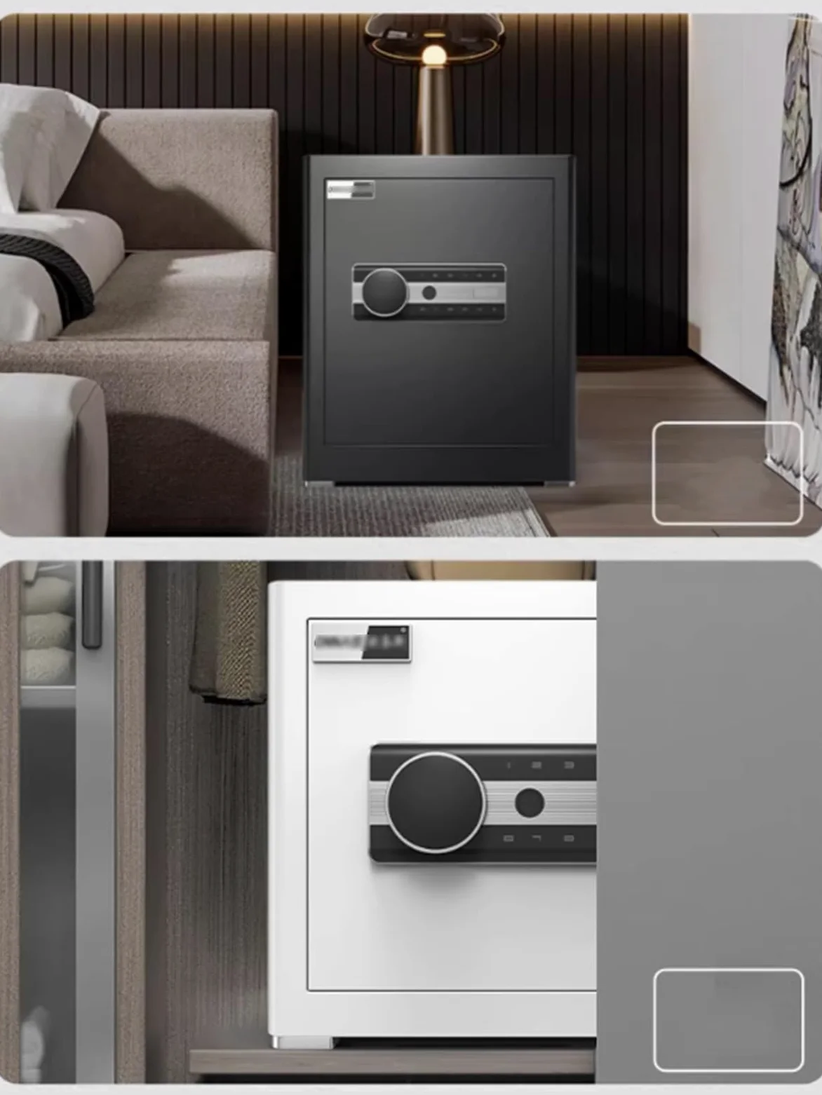 Home Smart Safe, Cassaforte Antifurto con Impronta Digitale E Password per Camera da Letto, Soggiorno 40 Cm/45 Cm(Weiß,40CM)