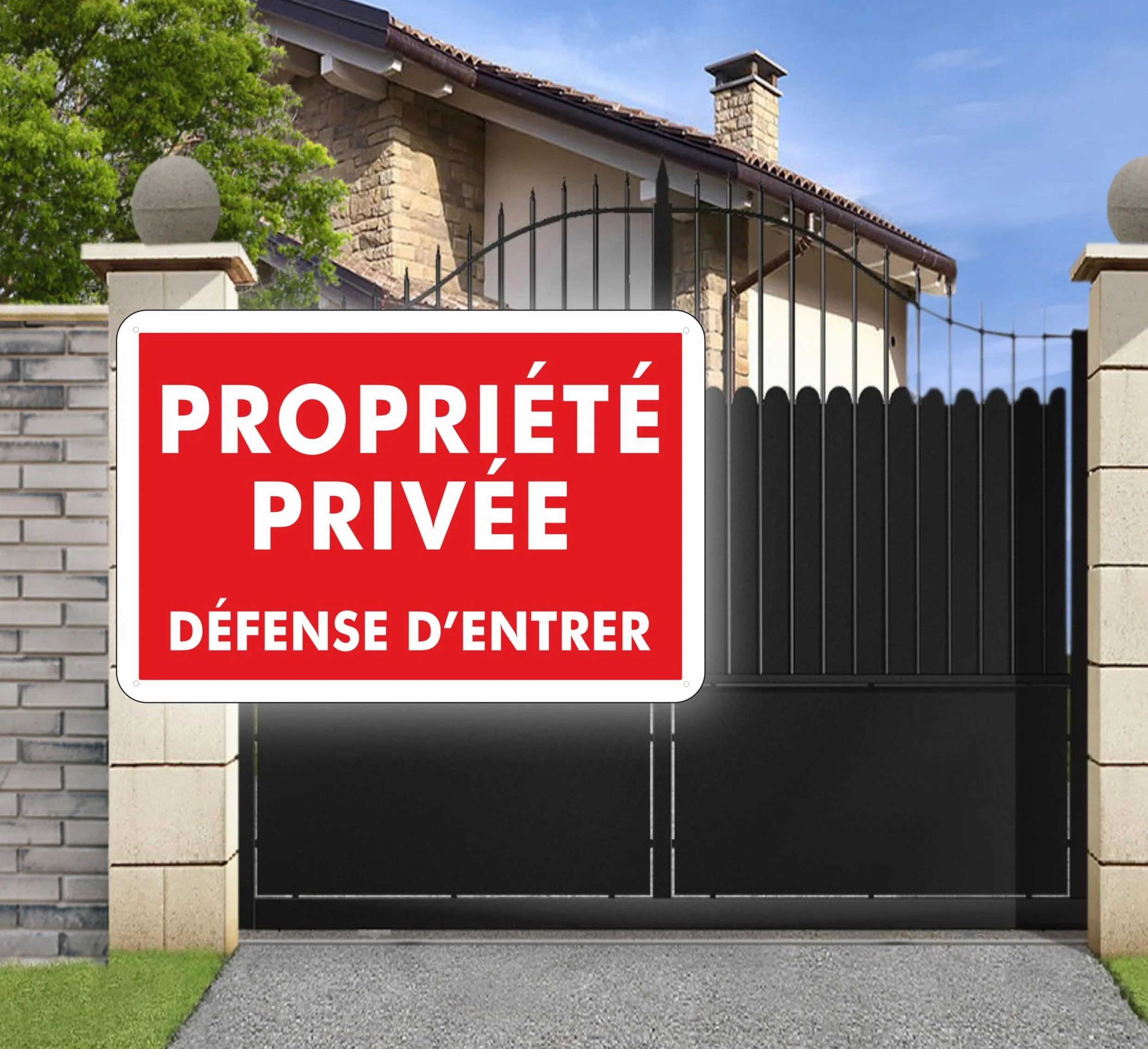 Pubblimania 3 PROPRIETE PRIVE - DEFENSE D'ENTRER panneau plaque en métal aluminium, épaisseur 3 mm avec 4 trous (Lot de 3 Cm 30x20)