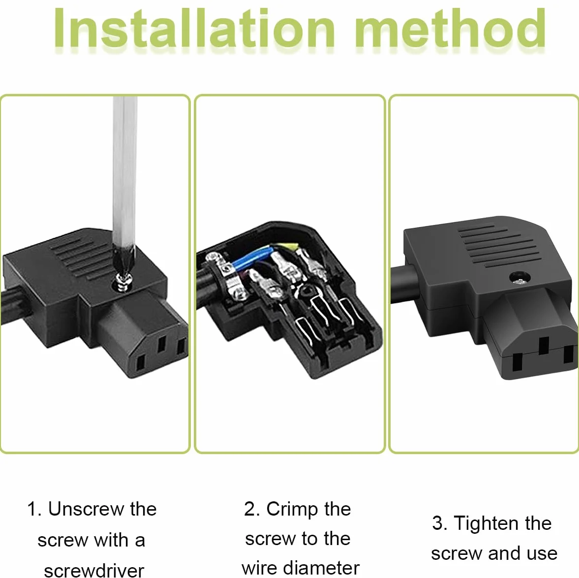 4 pezzi IEC320 C13 C14 connettore ad angolo retto 250V 10A 3 pin femmina maschio adattatore presa di alimentazione ricablabile in linea, per PDU cabinet auto elettrica luce LED case