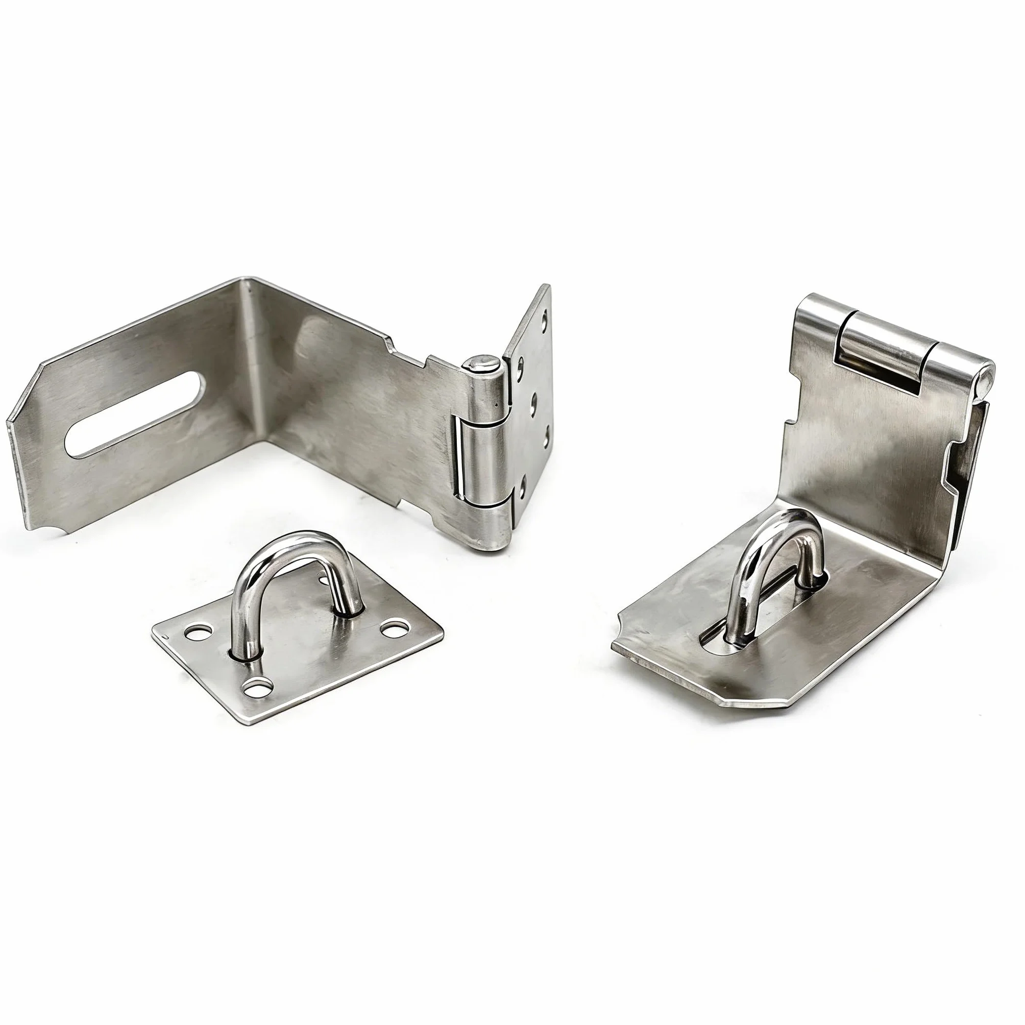 Scrocco Hasp per Porta a 90 Gradi, Chiusura a Scatto in Acciaio Inox Nichel Satinato per Porte Scorrevoli e Da Fienile