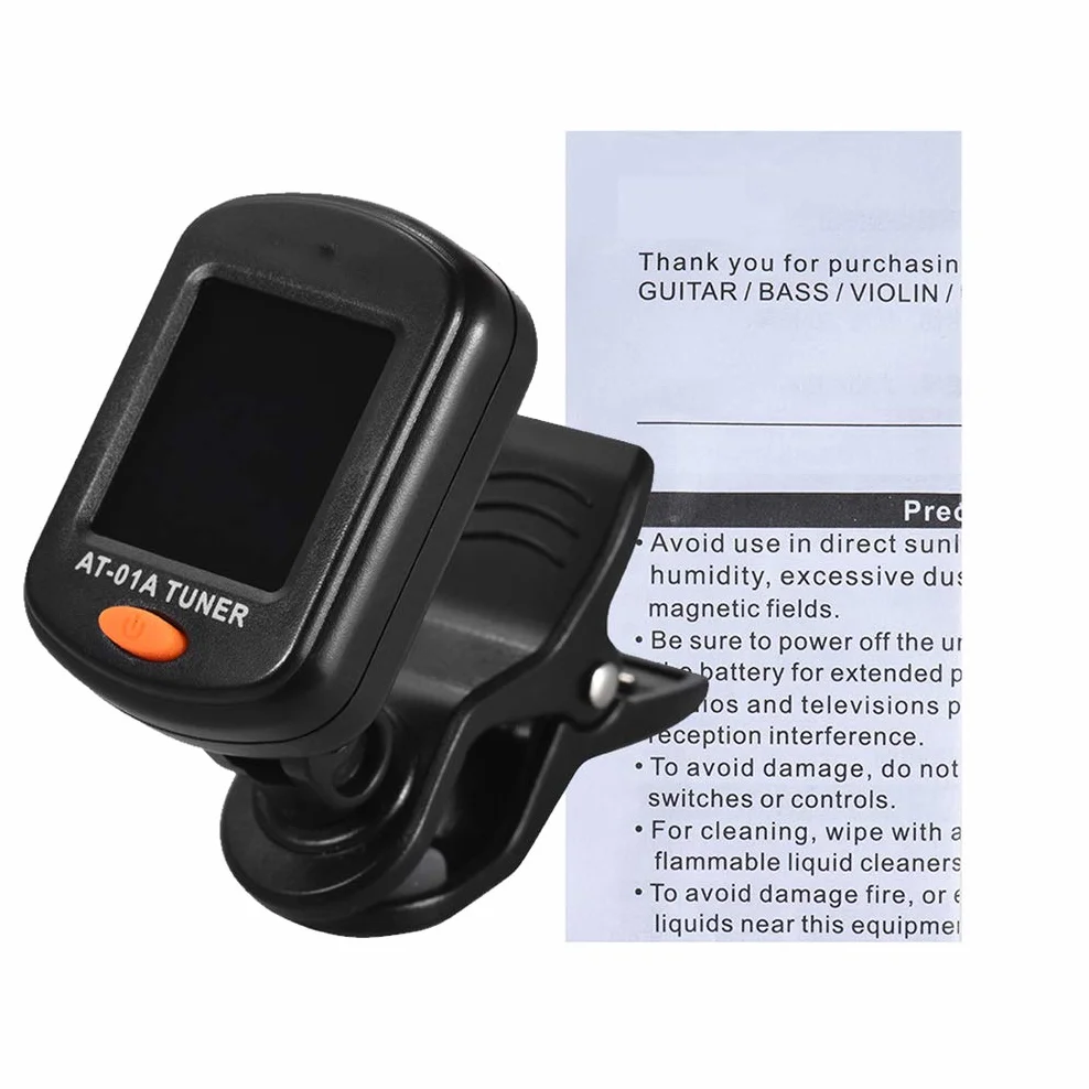 Sintonizzatore Digitale per Chitarra, sintonizzatore a Clip Girevole Display LCD per Chitarra Acustica cromatica Basso Accessori per Chitarra Ukulele