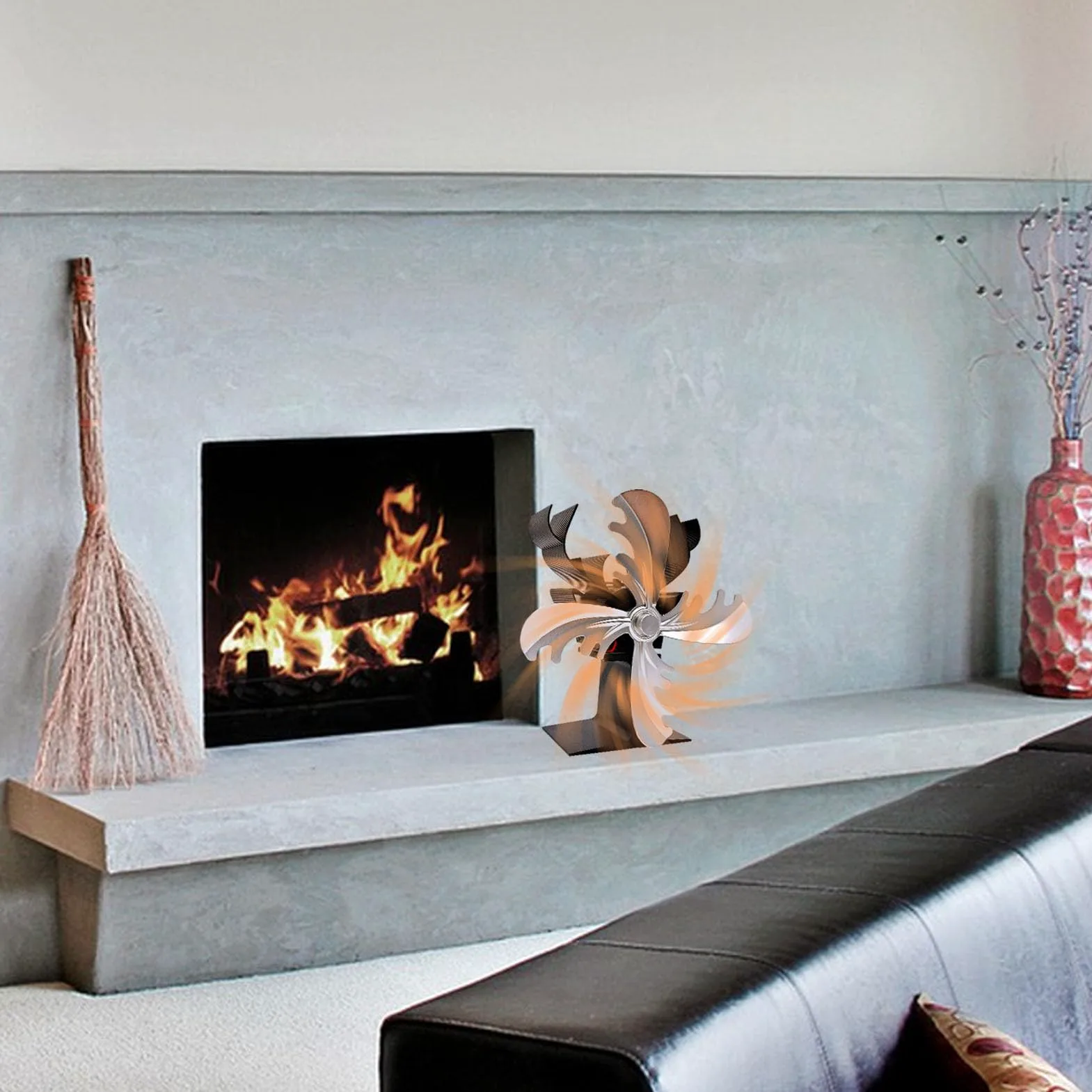 Ventilatore Stufa A Legna - Ventilatore Termico Per A 4 Foglie | Accessorio Per Stufa A Forma di Renna Alimentato A Calore, Circolatore Di Riscaldamento Non Elettrico, Ventilatore Per Stufa