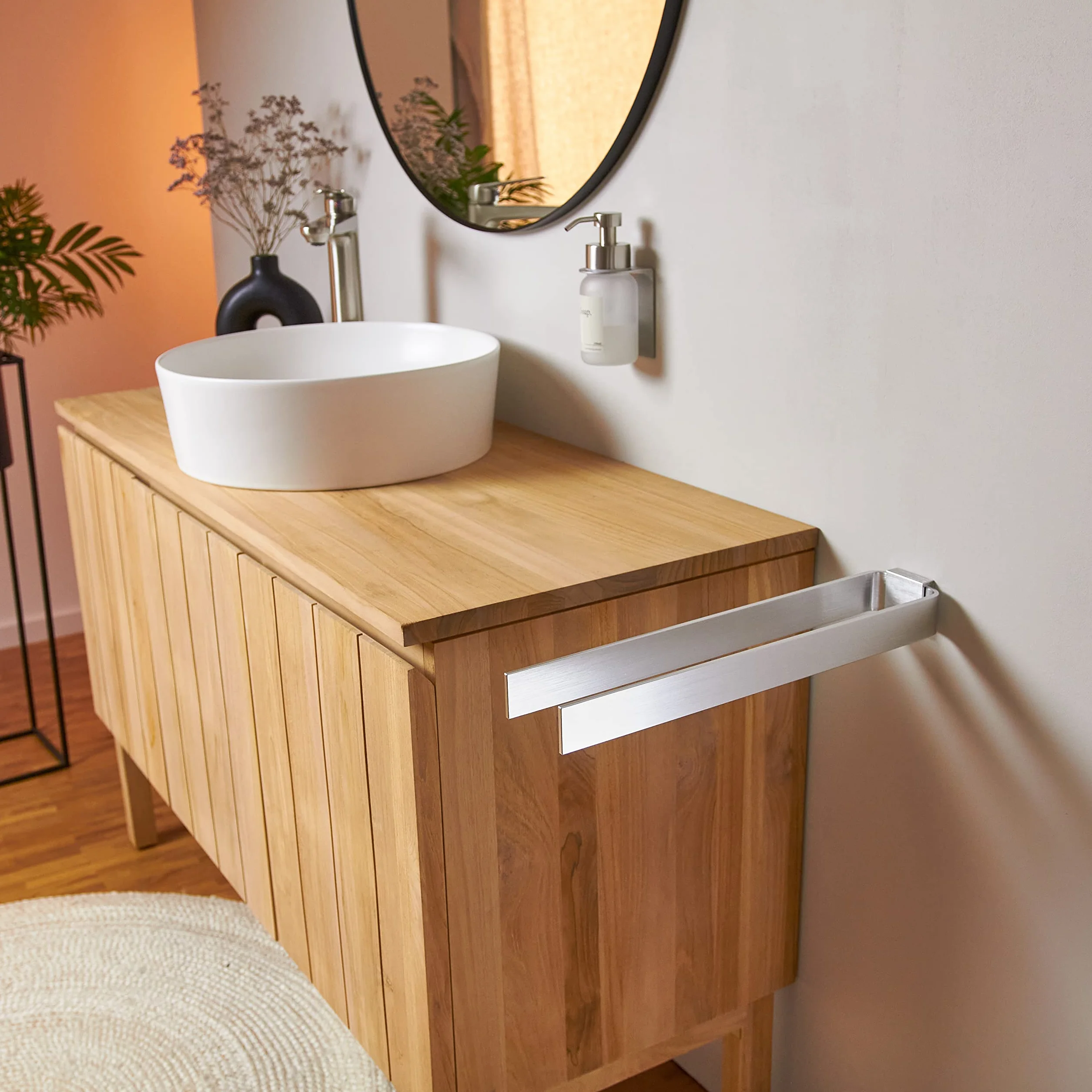 Porta asciugamani bagno da parete 2 barre 42 cm grigio Design Amburgo