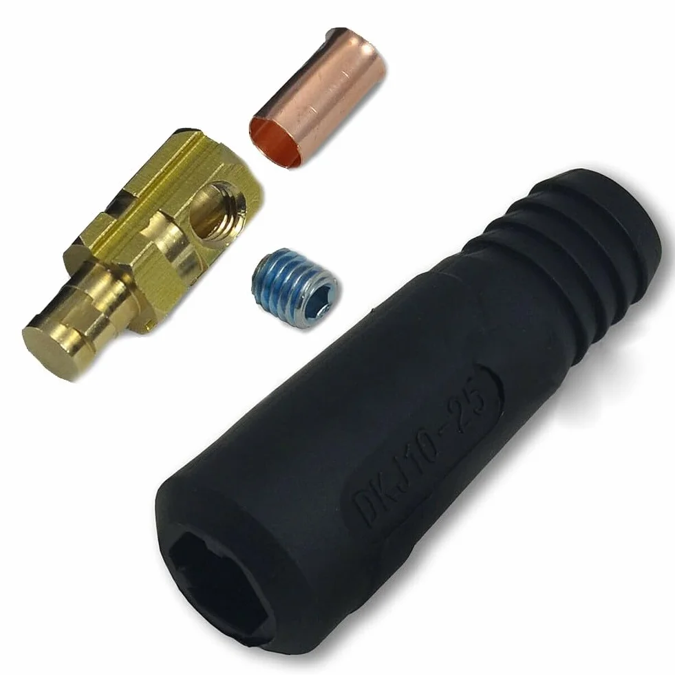 Connettore giunto DKJ10-25 per cavo saldatura, attacco rapido, presa pannello resistente