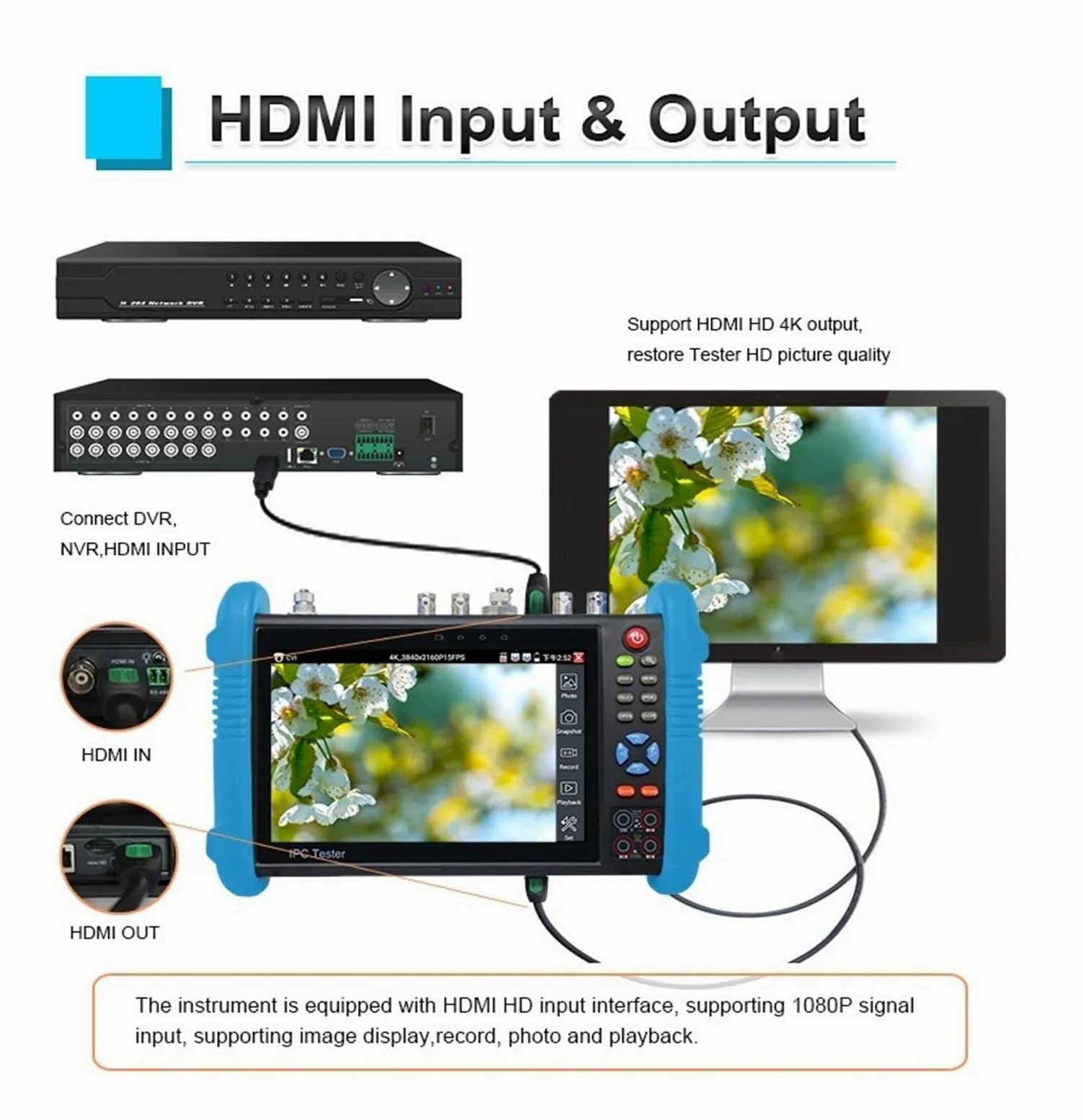 Tester per telecamere IP, Tester IPC 8K IPC9800PRO 7 "Telecamera CCTV 8MP AHD CVI TVI H.265 Tester Telecamera IP PTZ Tester For Cavi Ingresso VGA Tester CCTV Corpo piccolo, portatile e più facile da t
