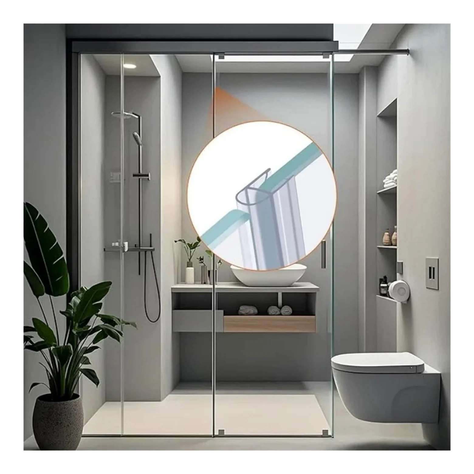 Guarnizione Doccia Sottoporta Striscia di guarnizione for porta dello schermo della doccia senza colla