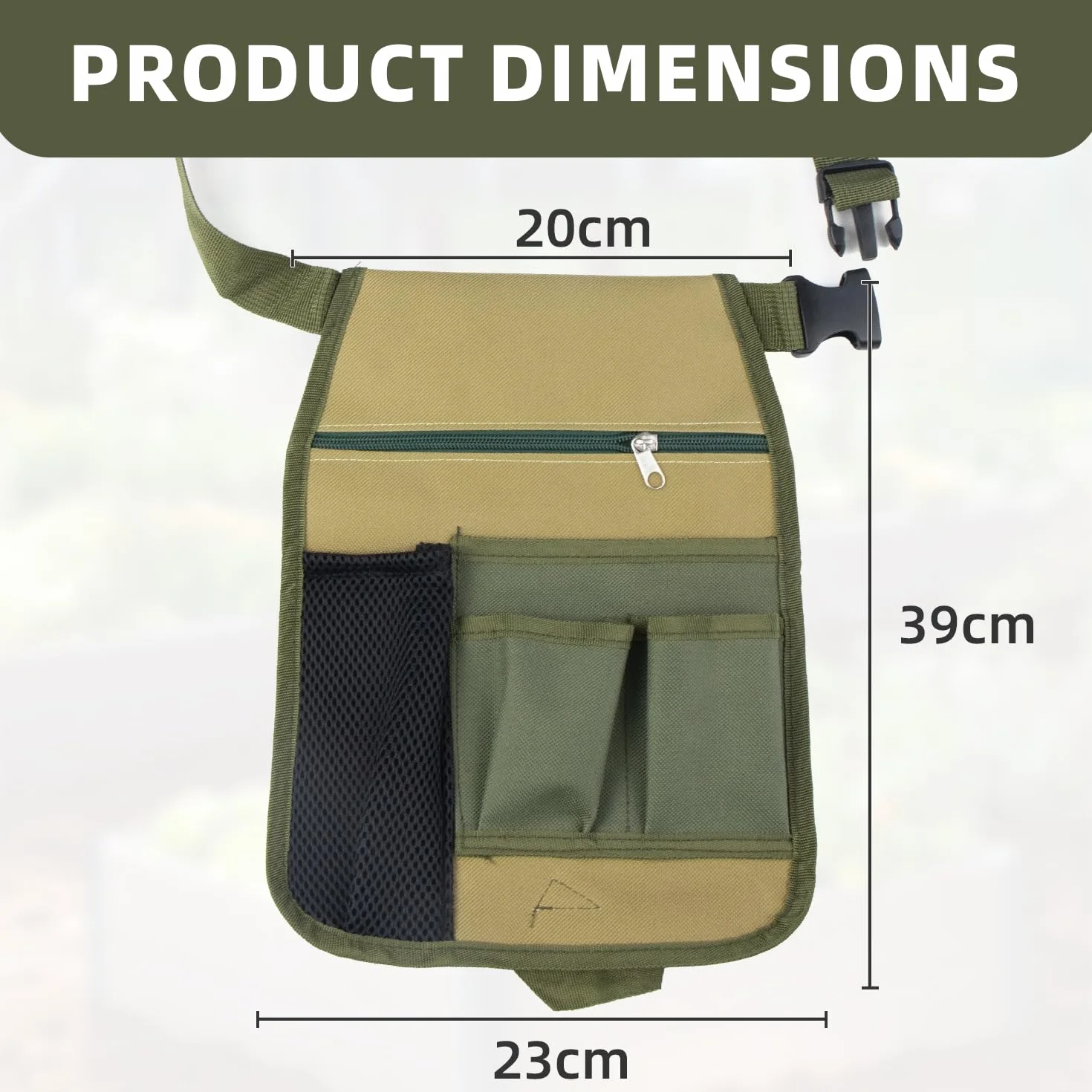 Cintura Porta Attrezzi Compatta con 5 Tasche Rimovibile e Regolabile per Elettricisti Falegnami Operai Edili Verde