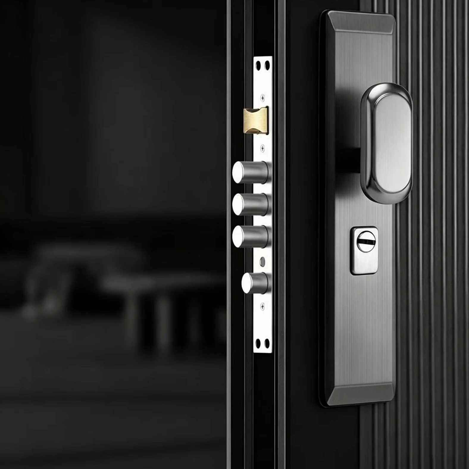 Serratura Antifurto di Alta qualità, Set di Maniglie di Sicurezza in Acciaio Inossidabile Rinforzato, Accessori per Porte D'Ingresso Domestiche(A+Inside Open)
