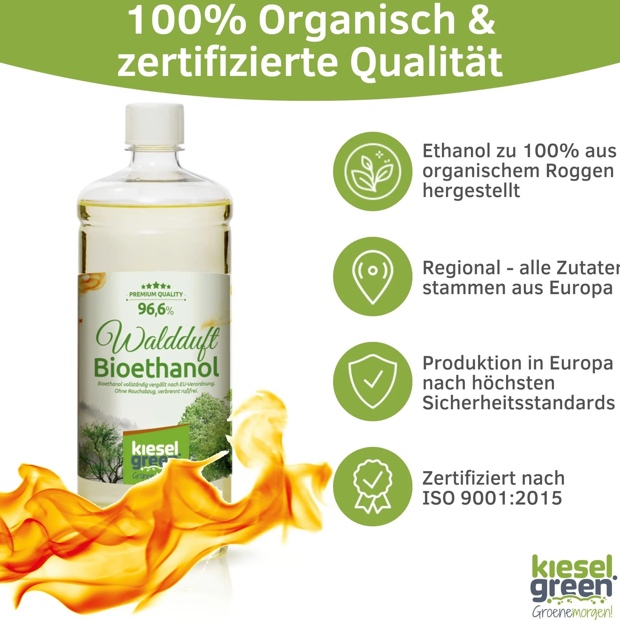 Bioetanolo con fragranza, set da 24 x 1 litro per camino a etanolo – Camino a etanolo bio di alta qualità per interni o bioetanolo da tavolo... (profumo della foresta)