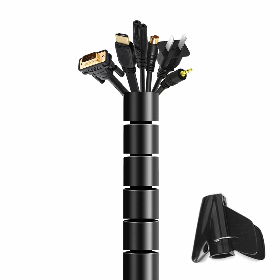 Copri cavi Diametro 22 mm Lunghezza 3 m Nero Cable Management