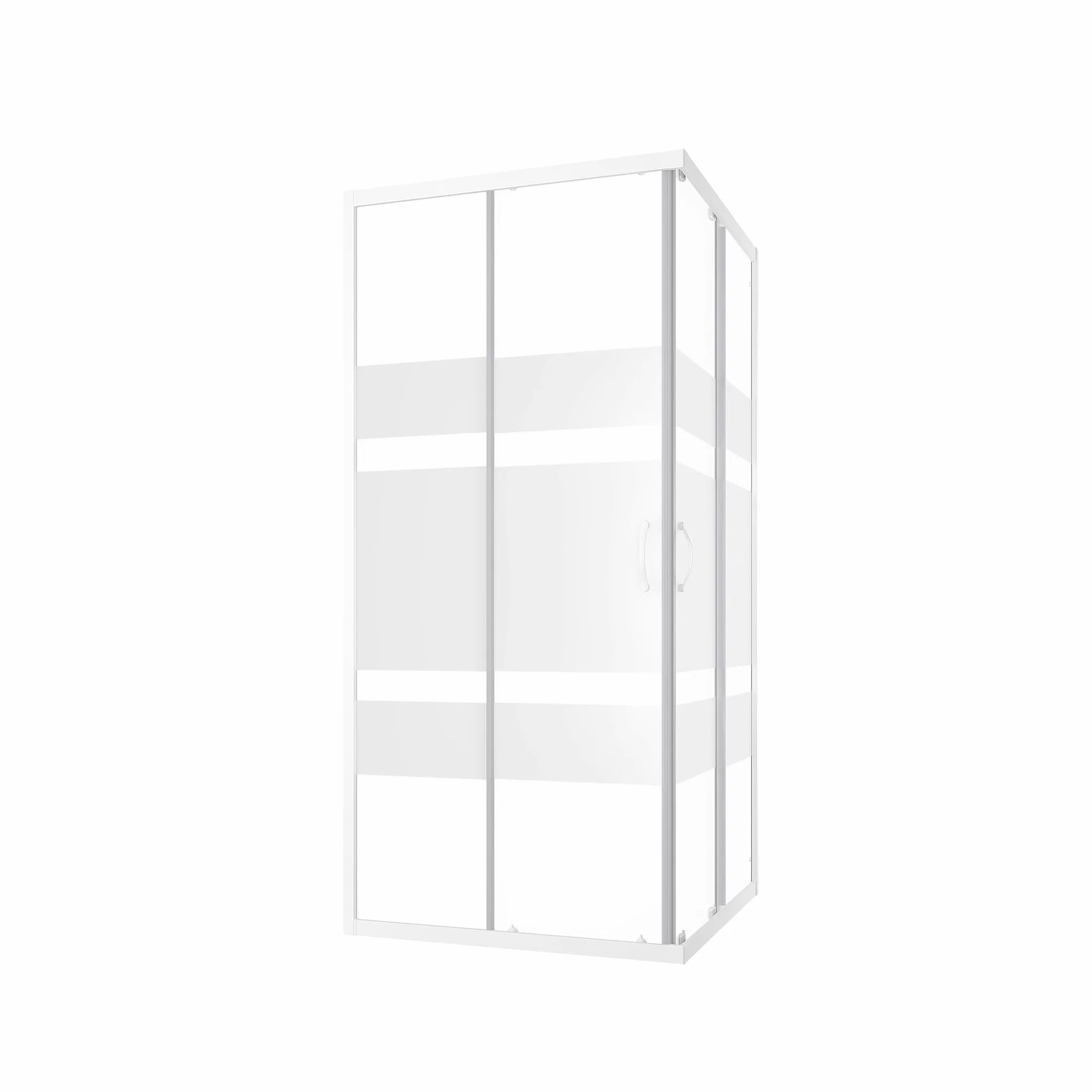 Box Doccia Angolare 75x75 cm Vetro Serigrafato 4 mm Profili Bianchi h185cm Grenada