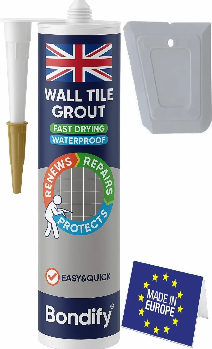 Stucco per Piastrelle ANTI-MUFFA Kit Riparazione Fughe Grigio 450g Asciugatura Rapida