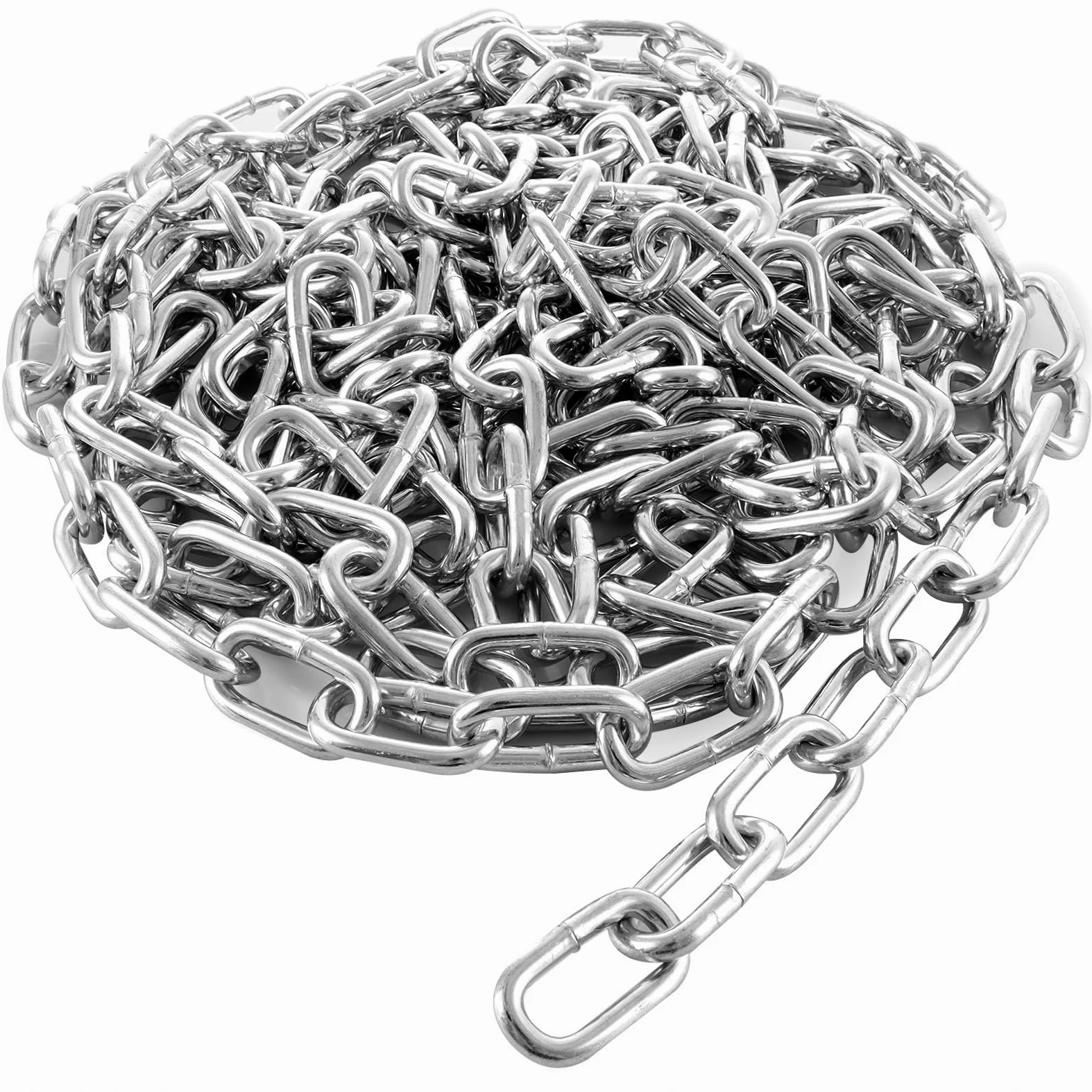 Catena in acciaio inox 304, lunghezza 6 m, maglia resistente da 5 mm, in acciaio zincato saldato, per cancelli di recinzione, porta del garage, catena a battente e serratura di sicurezza per