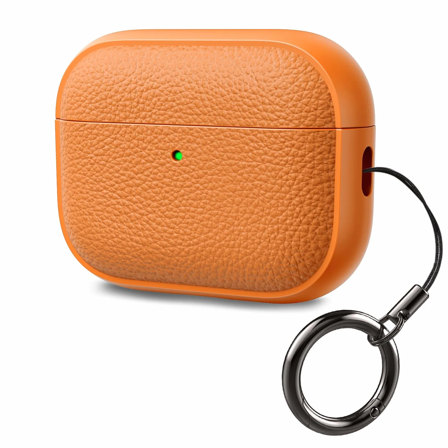 ACRONIX Cover per AirPods Pro 3 (2025) –Cover in TPU Effetto Pelle, Resistente a Graffi e Polvere, LED visibile, Protezione Antiurto, Arancione