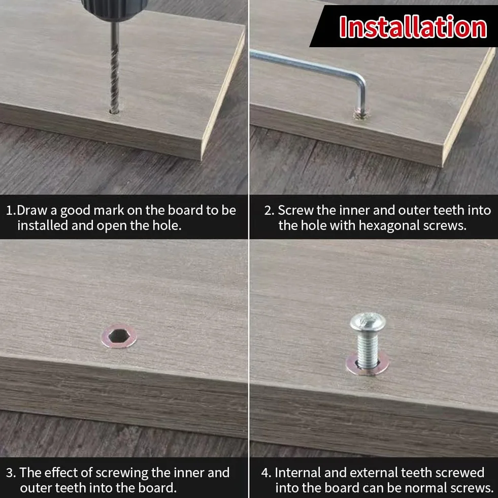 BORDSTRACT Inserto filettato M4 x 6 mm Zinco Esagonale Flanged ISO Metric Classe 2B 50 pezzi