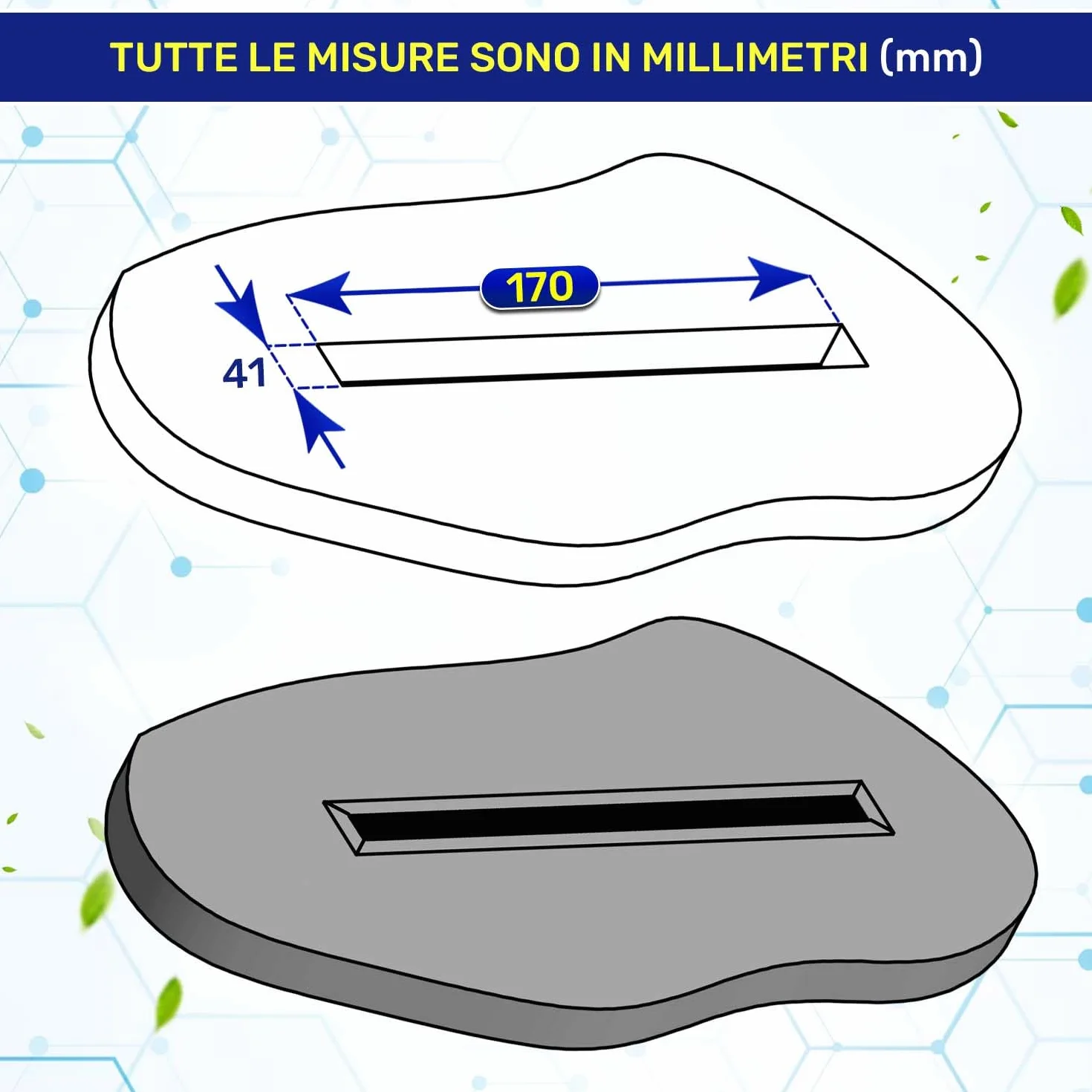 MONTERAL 2 Pezzi Passacavo per Scrivania 180 x 51 mm H19 mm Colore Nero - Tappi Passacavi Scrivania con Spazzola - Garanzia di 10 Anni
