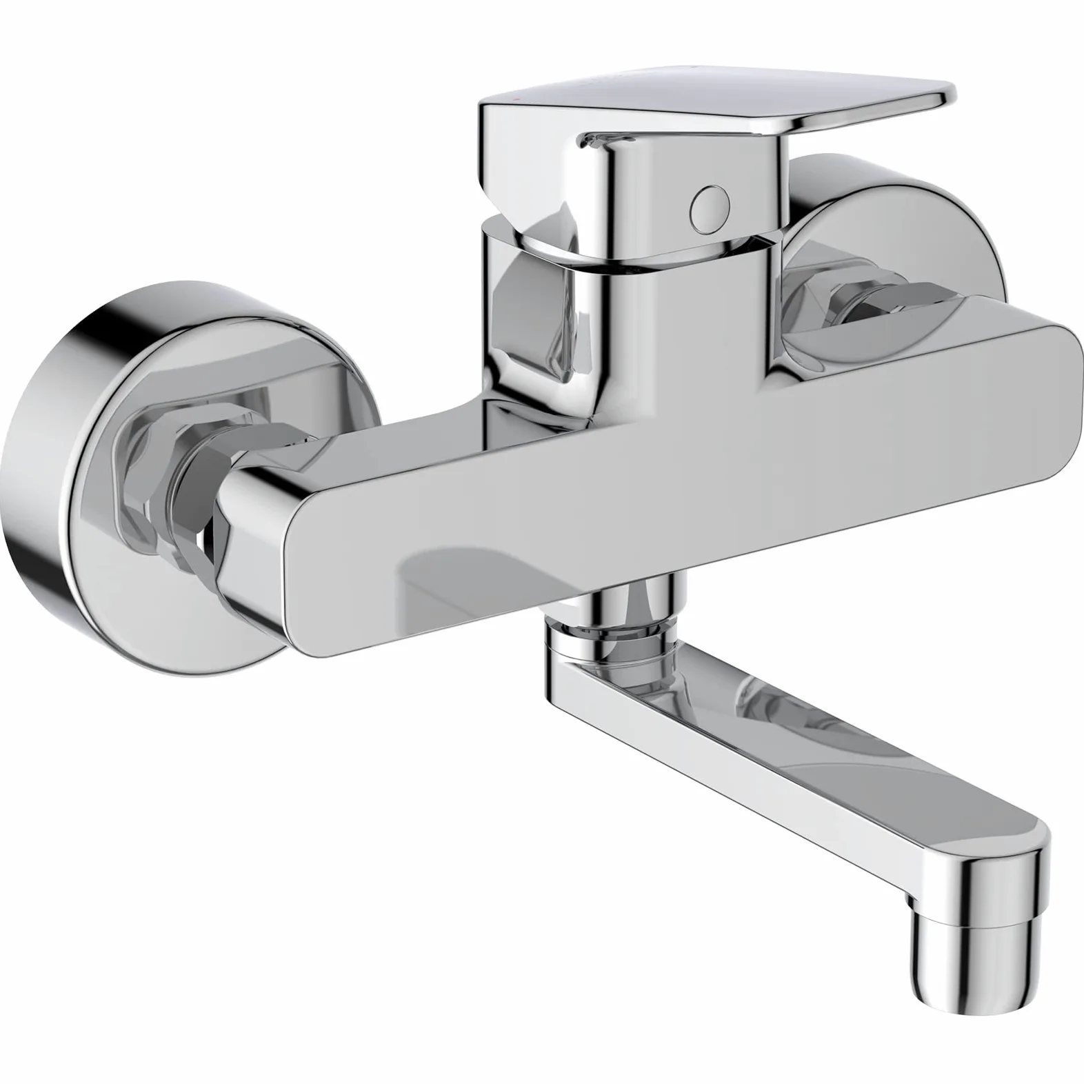 Ideal Standard Ceraplan Miscelatore lavabo a parete, sporgenza 148 mm, rubinetto bagno a risparmio idrico 12 l/min (3 bar), senza piletta di scarico - Cromo (166 x 155 mm)