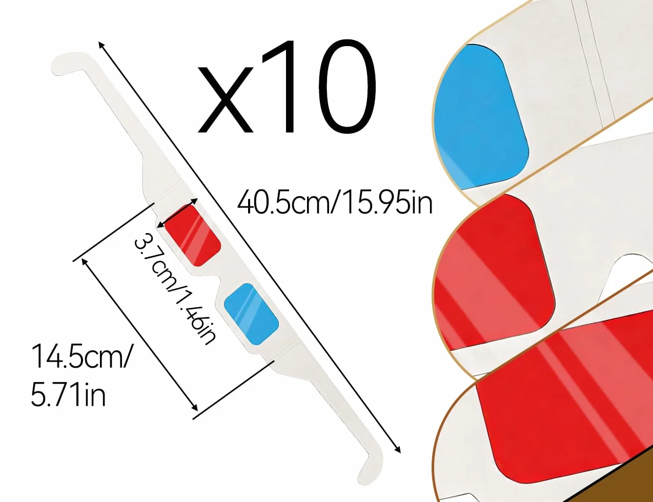 10 Paia di Occhiali 3D, Occhiali Stereo di Carta, Lenti Rosse e Blu, Film 3D e Decorazioni da Viaggio, Utilizzati per l'Intrattenimento Domestico, Aule Scolastiche, Mostre Scientifiche