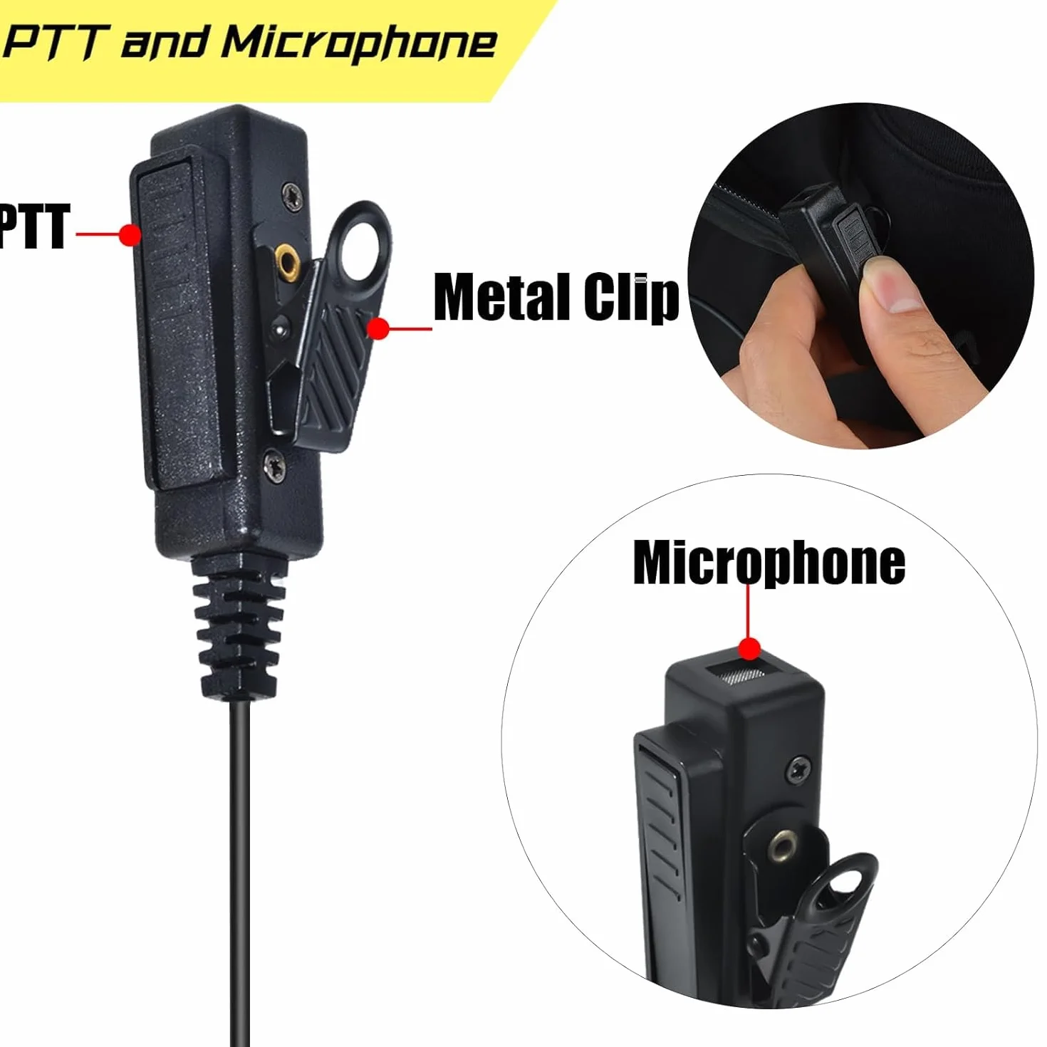 Cavo Audio Universale da 2 Pin a 3.5 mm 90° con PTT, Compatibile con Baofeng UV-5R 777 888S Kenwood TH-22AT TK-3100 Quansheng K5 TK-11 e Cuffie con Microfono a Ingresso 3.5 mm