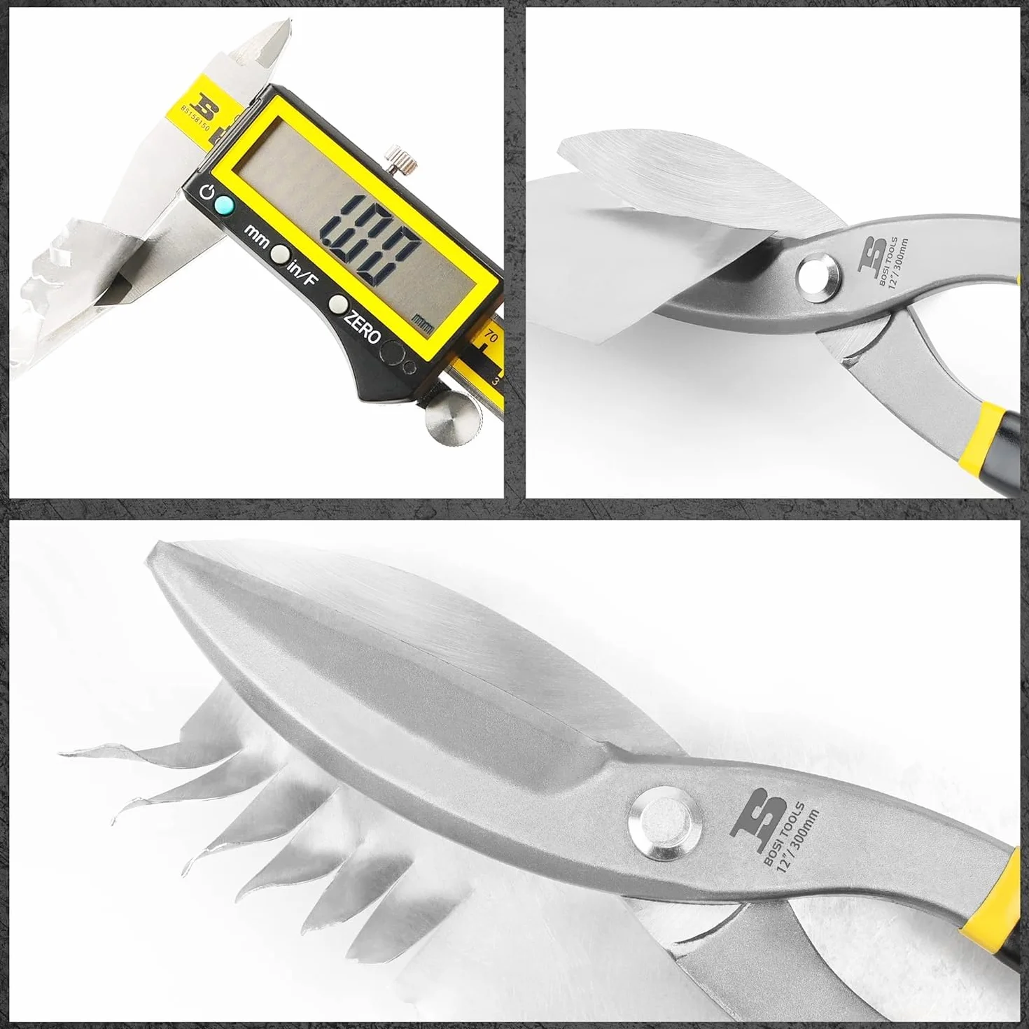 B BOSI TOOLS Cesoie per Lamiera Forbici da Lattoniere 300mm Taglio Dritto Acciaio al Carbonio Forgiato