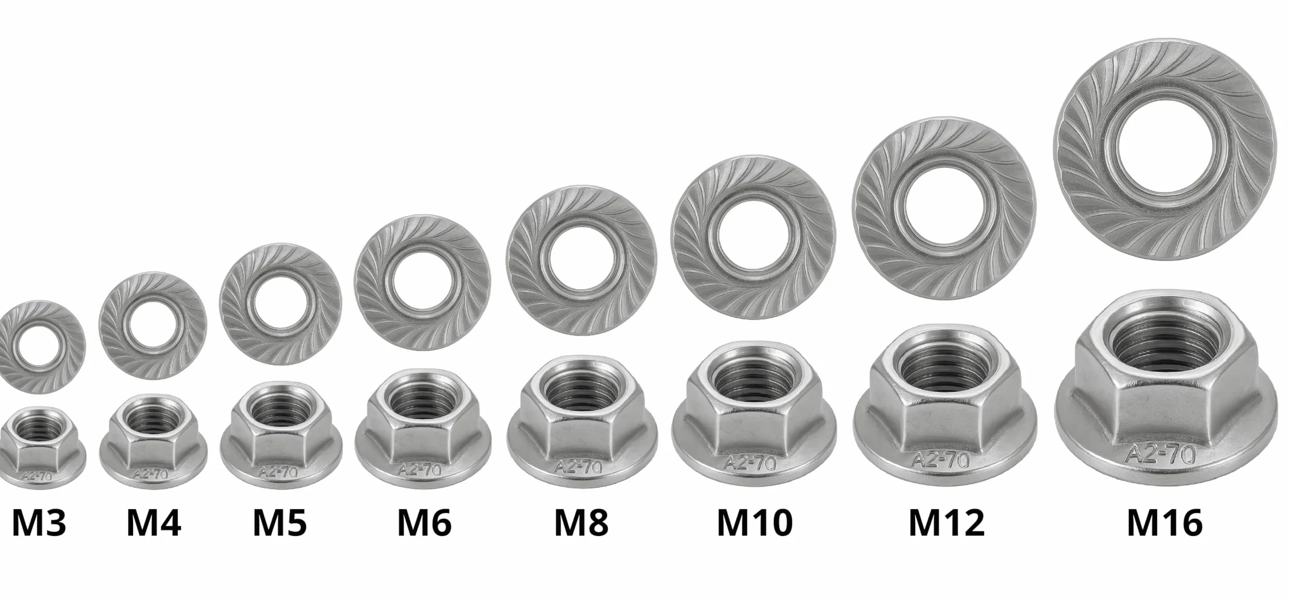Dado in acciaio inox M8 autobloccante esagonale DIN 6923 ISO 4161 A2 V2A 304 set 100 pezzi