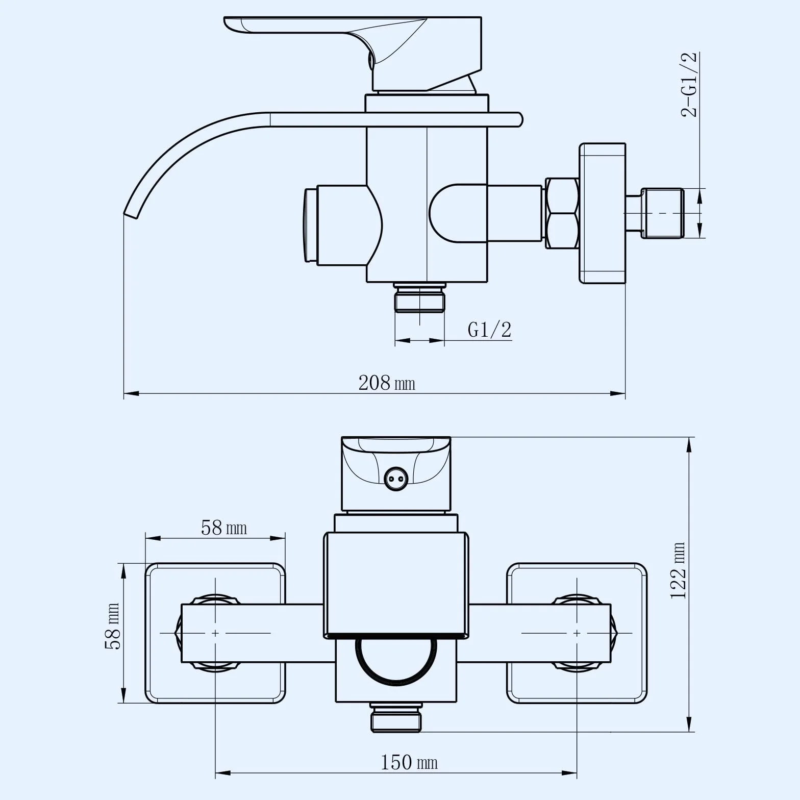 KULACO Rubinetto per Vasca da Bagno a Cascata, Nero, Monomando con Interruttore a Pressione, Materiale in Ottone, Reversibile, Montaggio a Parete