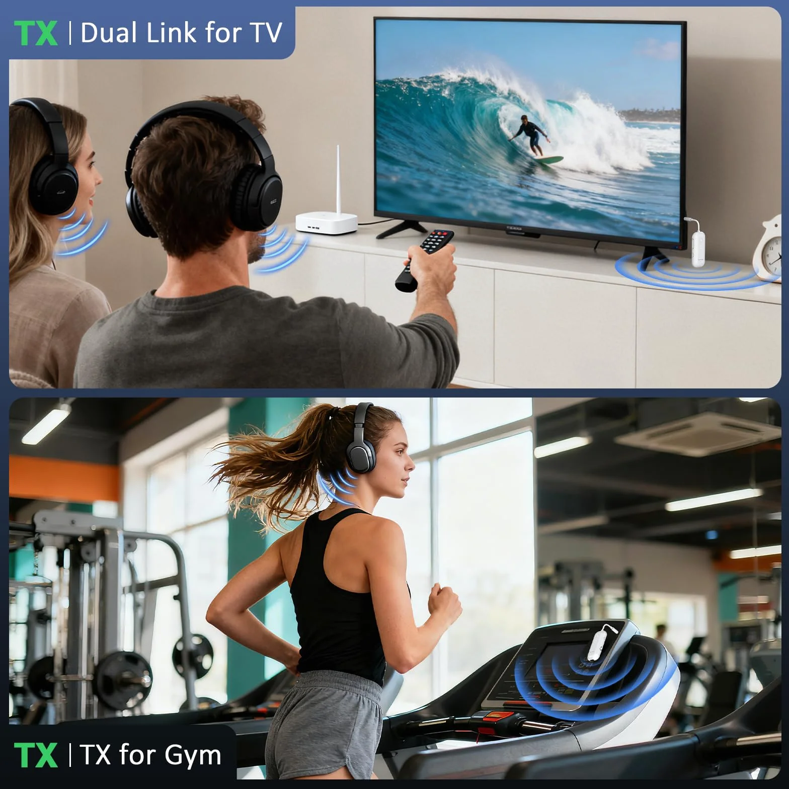 Trasmettitore Bluetooth per TV ElecMoga Ricevitore Bluetooth Aux 3.5mm Jack Adattatore Auto Bassa Latenza Supporto per 2 AirPods Cuffie/Altoparlanti/Uuto/Volo/Palestra