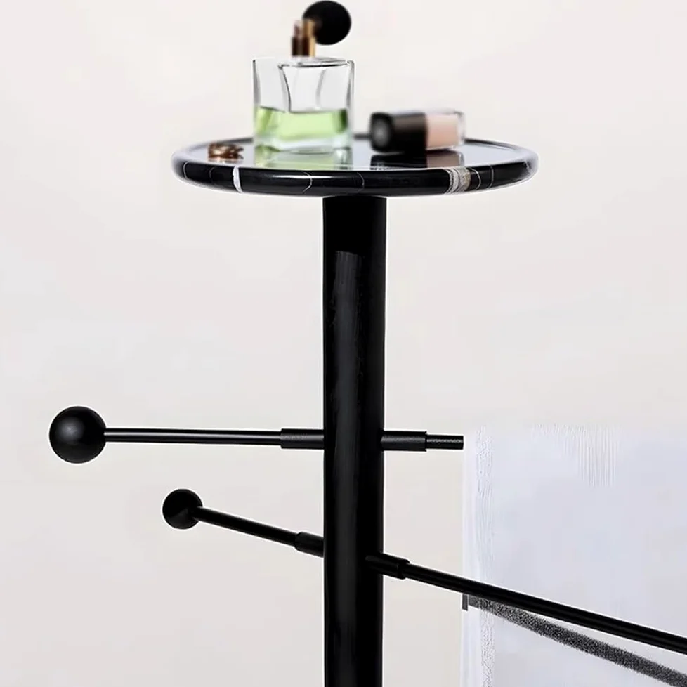 Portasciugamani Autoportante Portasciugamani Mobile in Marmo da Terra for Bagno Moderno, Staffa for Bagno, portasciugamani in Stile Semplice e di Lusso Leggero Portasciugamani da Terra(Nero)