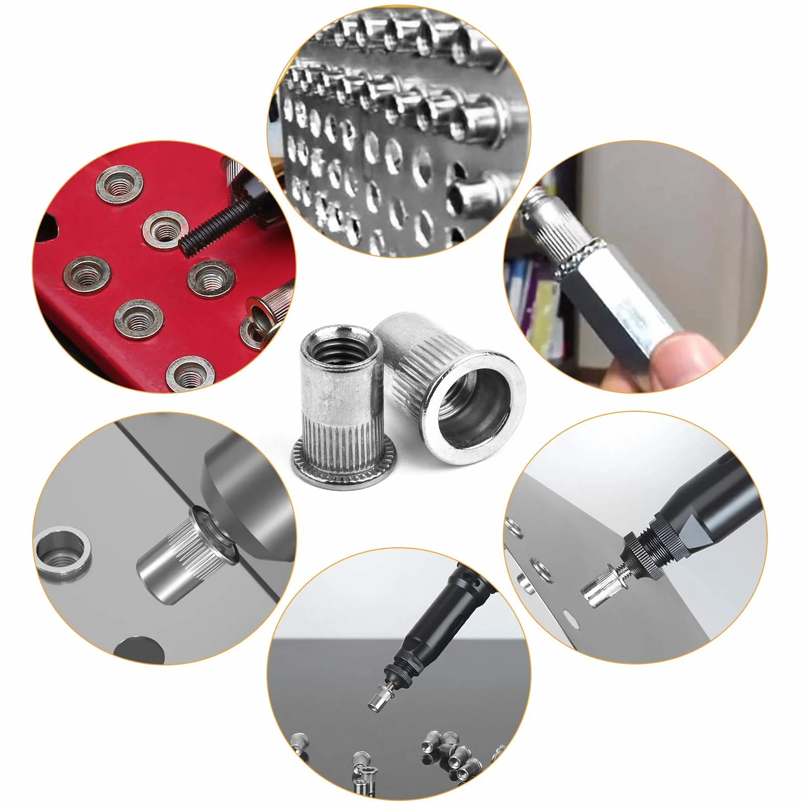 VIGRUE 250 dadi rivetti assortiti, M3-M10, A2-70, acciaio inox, testa piatta, Rivet Nutsert