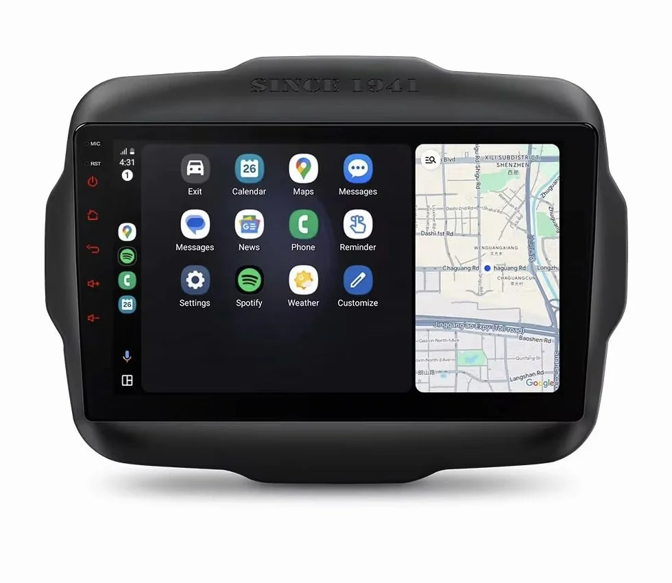 Autoradio Android 9 Pollici per Jeep Renegade 2014-2019, Schermo Touch HD, Apple CarPlay & Android Auto, GPS Navigatore, Bluetooth WiFi USB (4GB RAM 64GB ROM) CTB-RNG10X